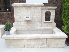 Provençal Stone Wall Fountain with Arched Niche