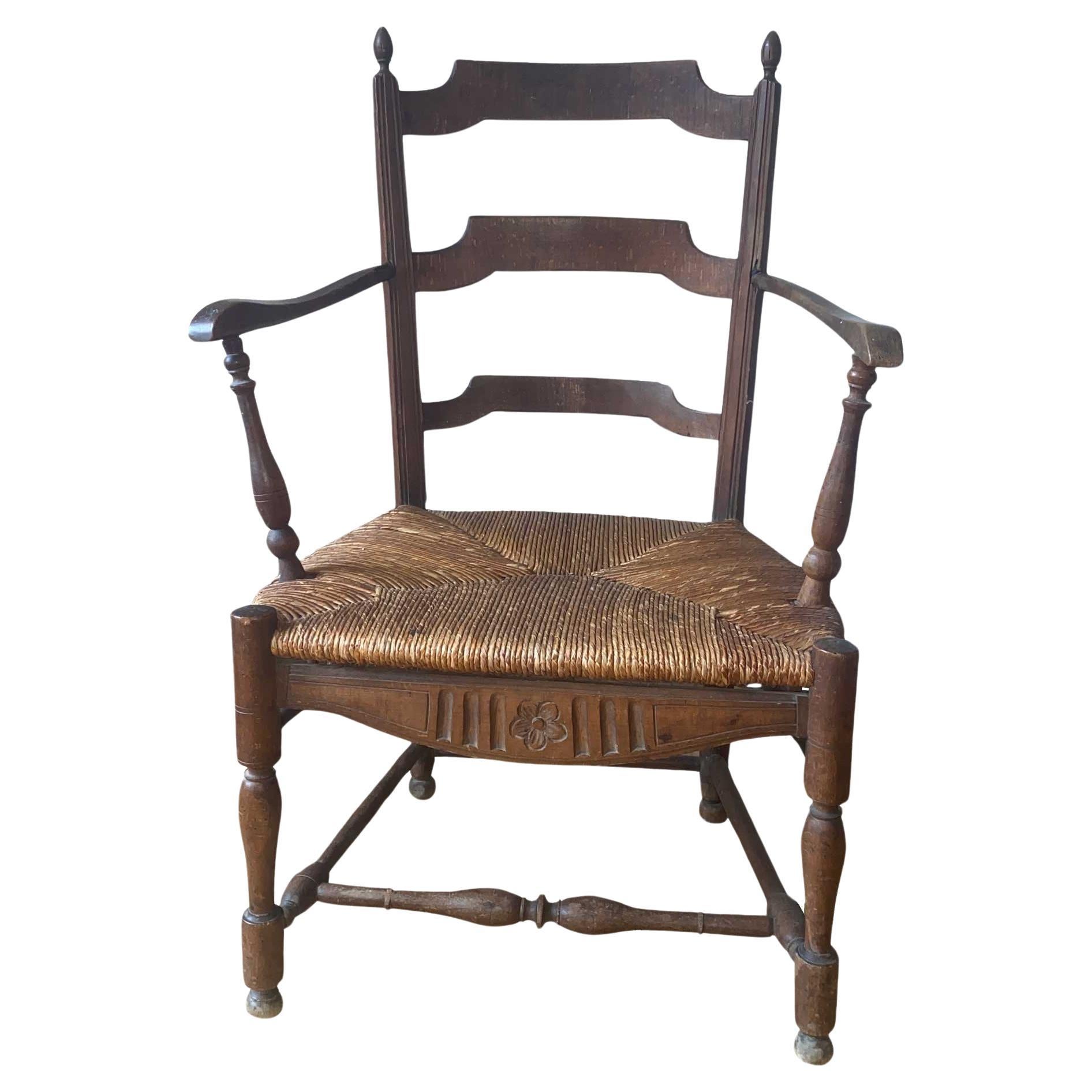 Provencal Straw Armchair From the 18th Century For Sale
