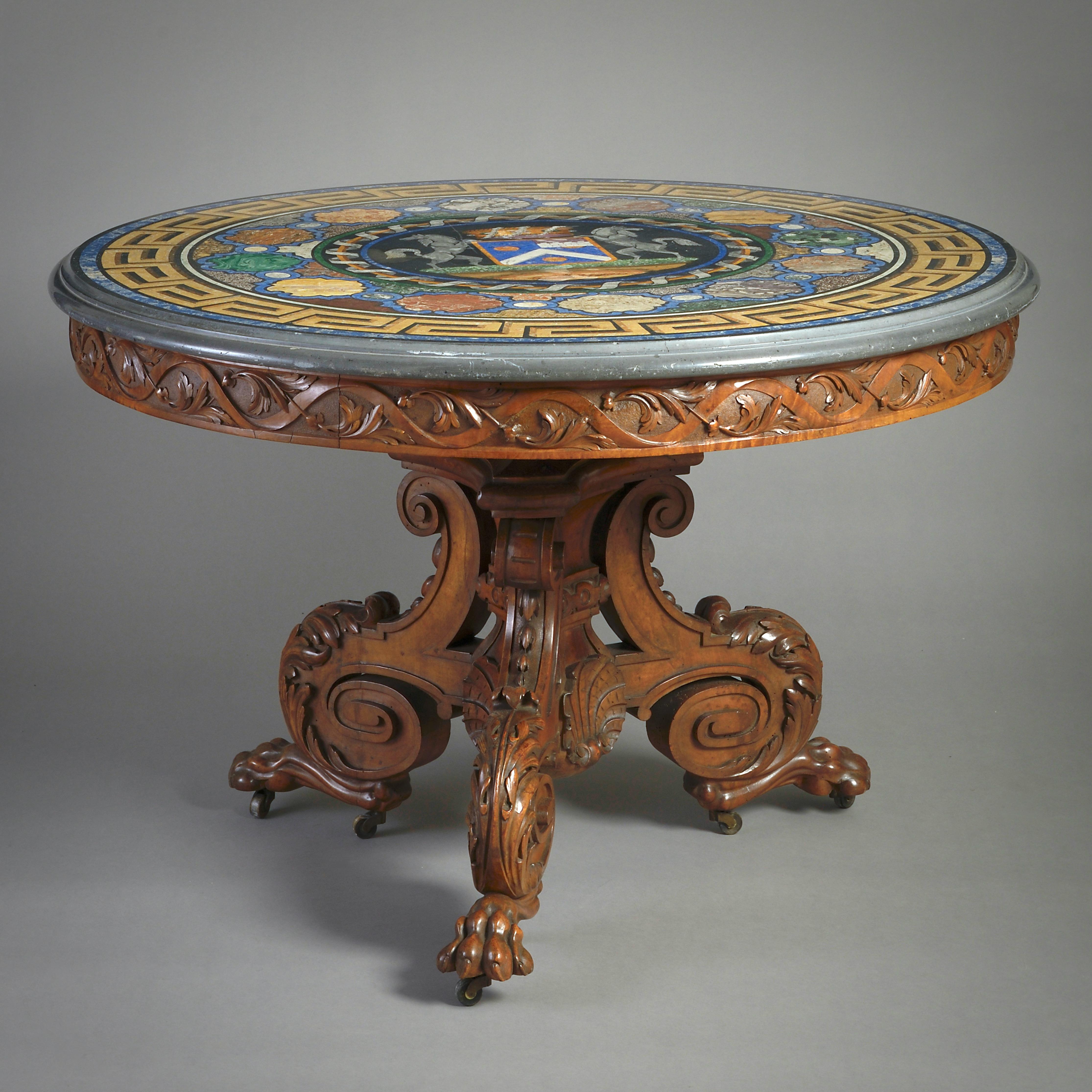A fine southern French (Provençal) walnut and scagliola centre table, circa 1850.