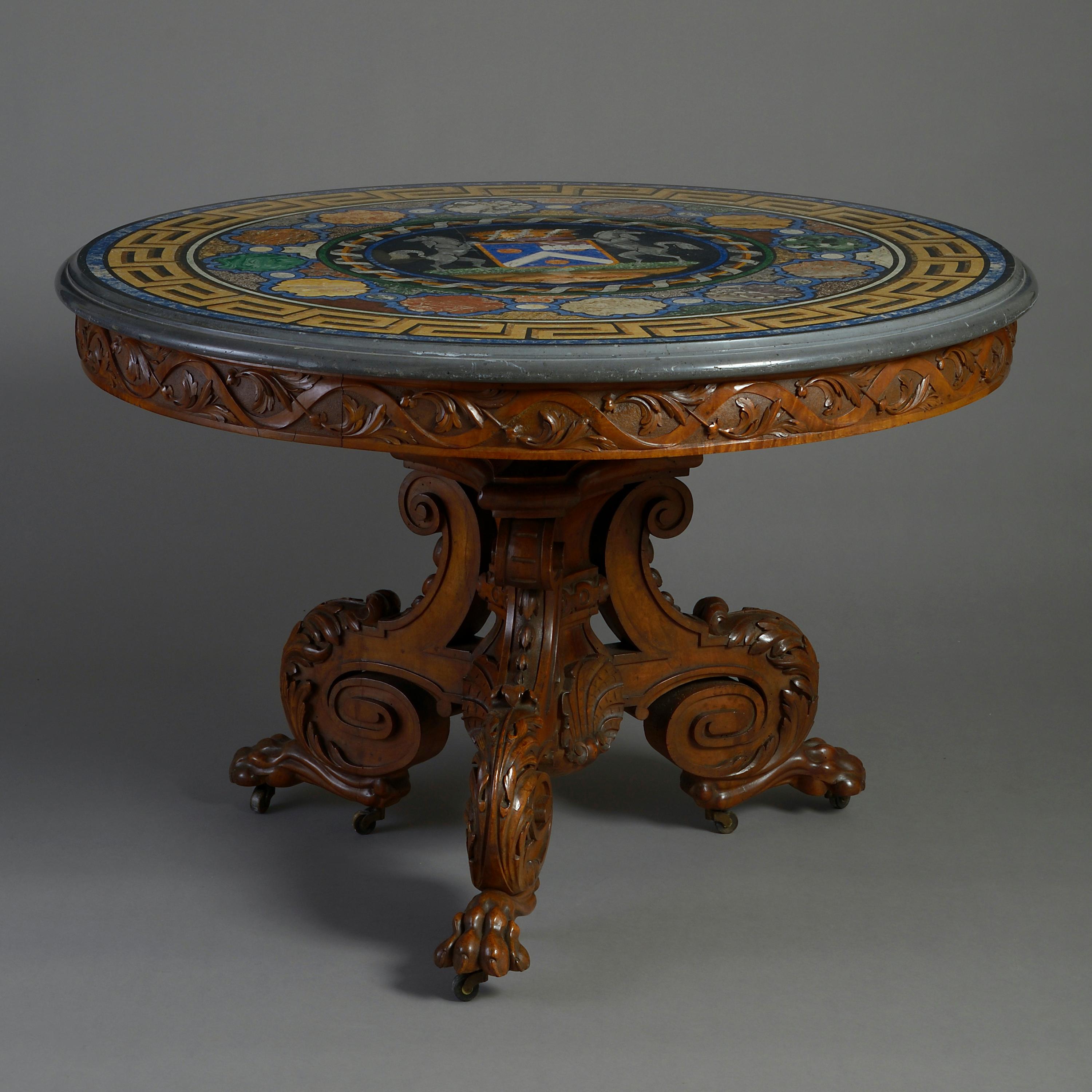 A fine southern French (Provençal) walnut and scagliola centre table, circa 1850.