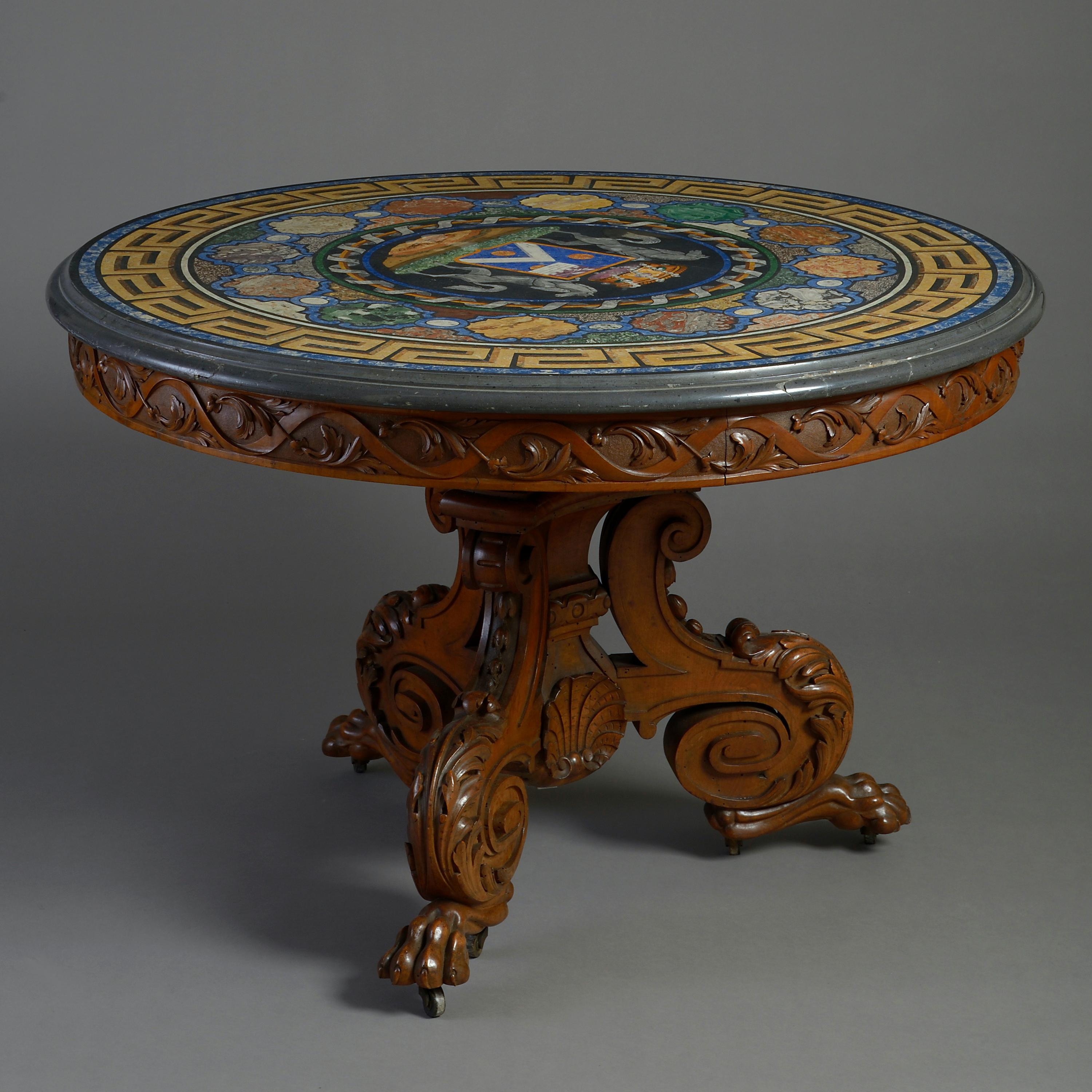 Provençal Walnut and Scagliola Centre Table In Good Condition For Sale In London, GB