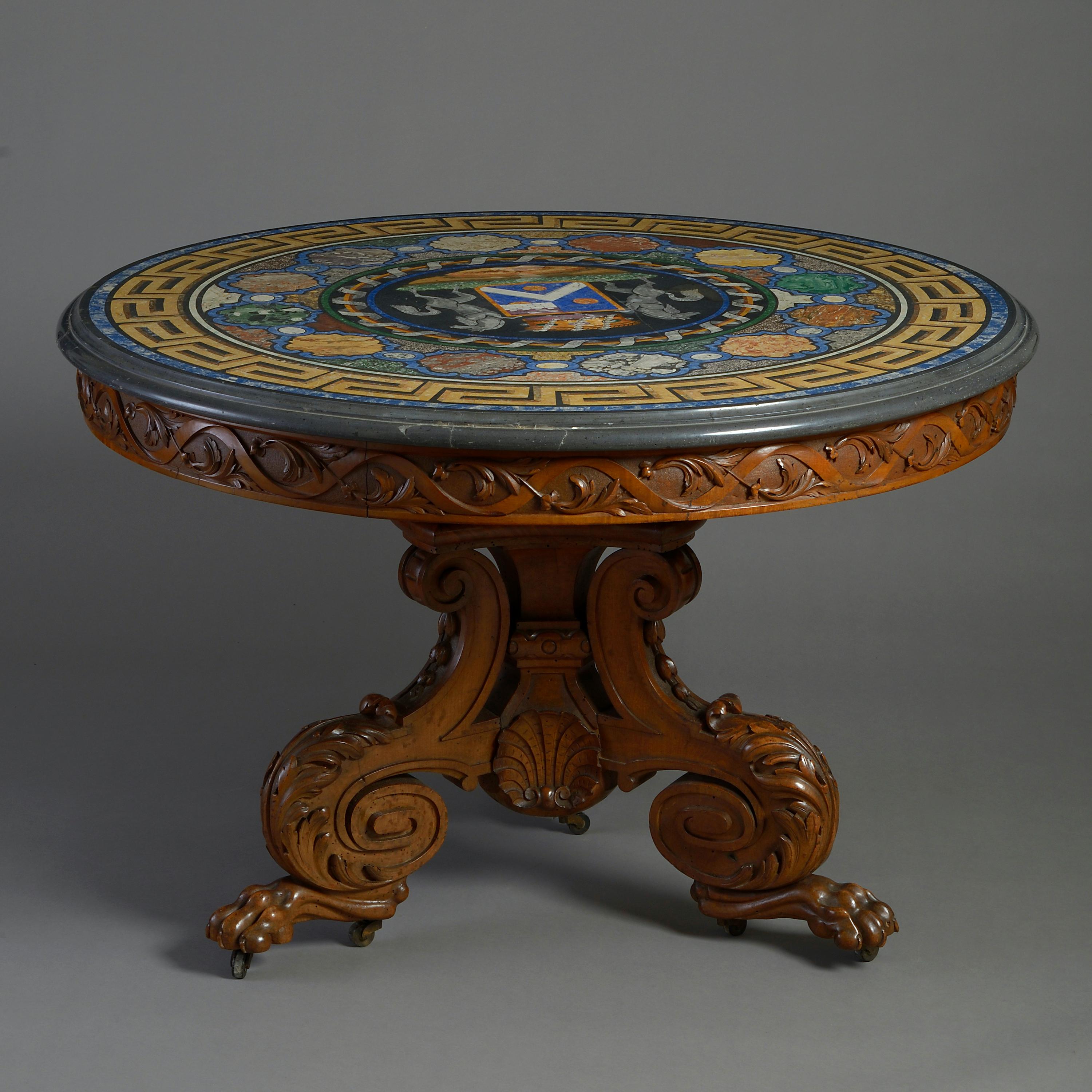 Mid-19th Century Provençal Walnut and Scagliola Centre Table For Sale