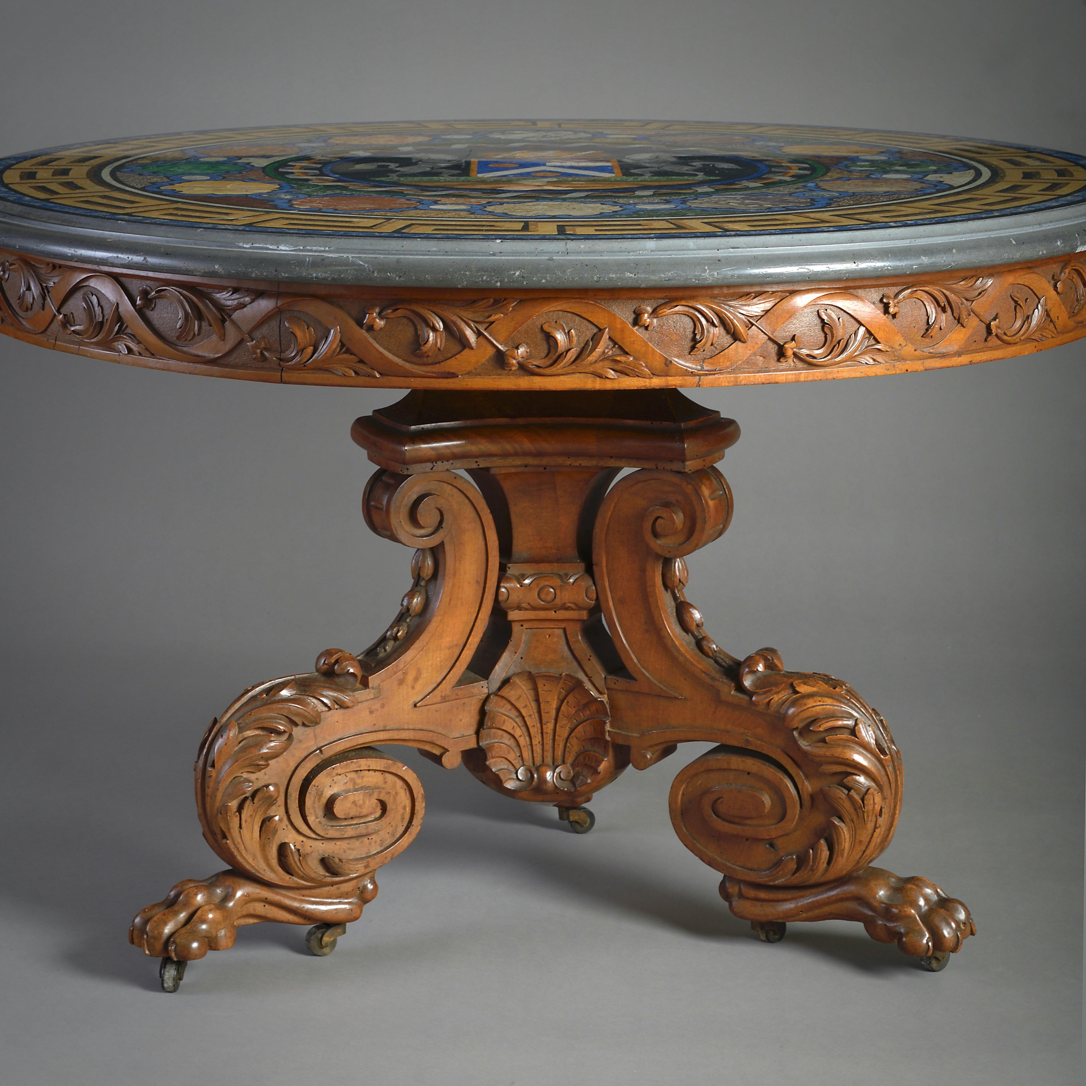 Mid-19th Century Provençal Walnut and Scagliola Centre Table For Sale