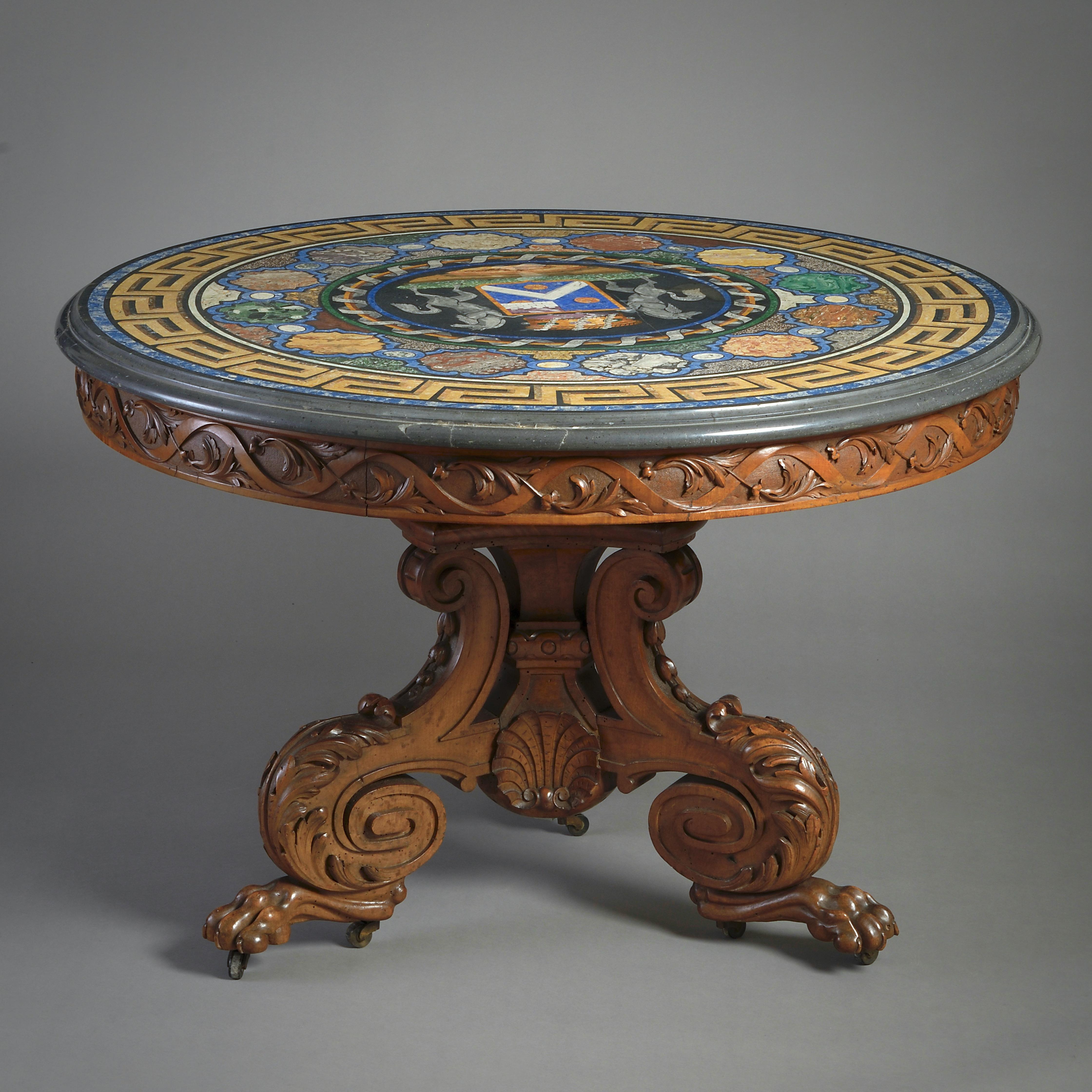 Provençal Walnut and Scagliola Centre Table In Good Condition For Sale In London, GB