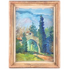 Provencal Watercolor Landscape Painting Signed Victor Ferreri