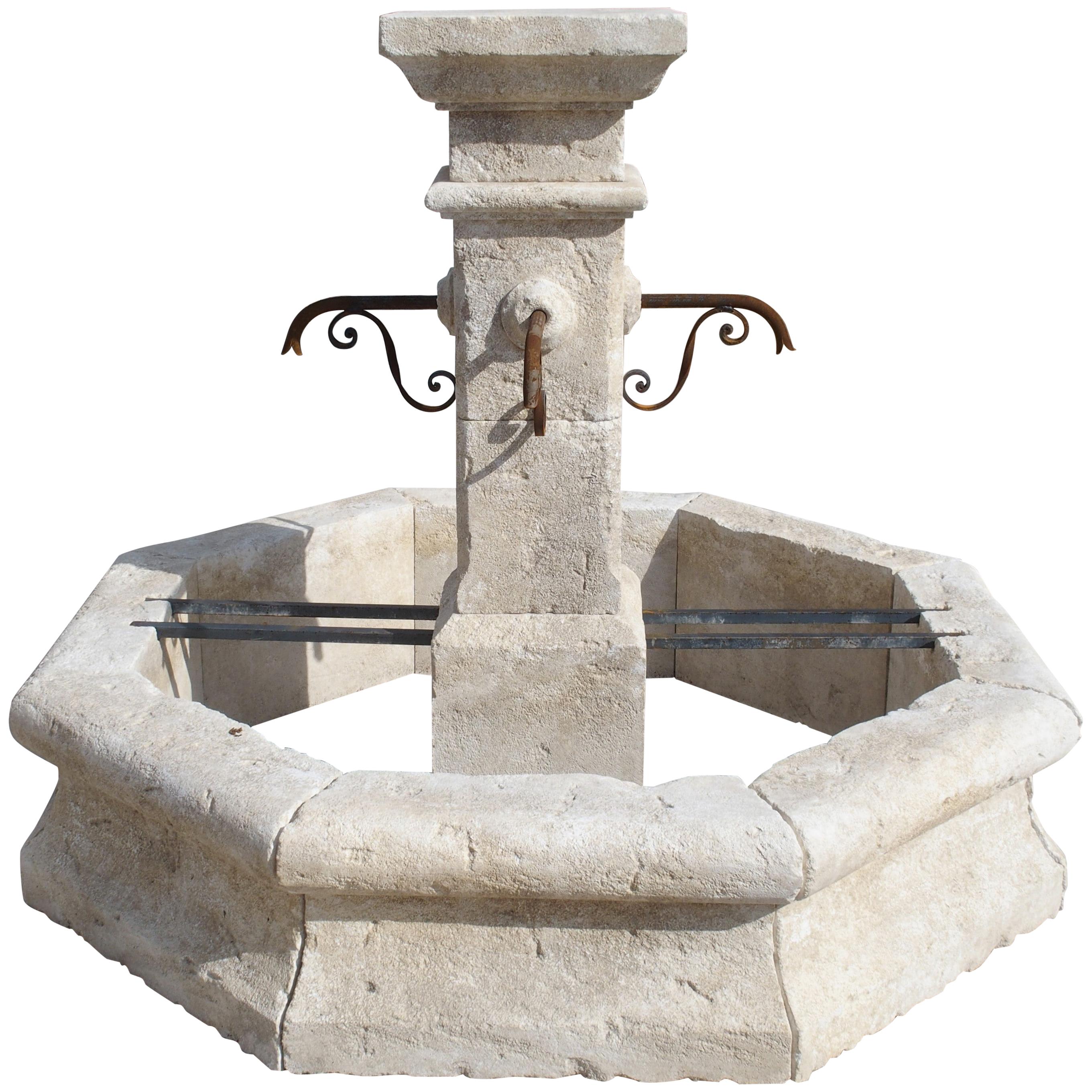 Provencale Center Fountain with Octagonal Basin and Square Center Column