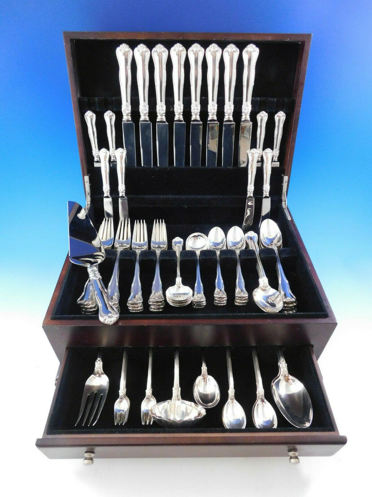 Superb Provence by Tiffany & Co. sterling silver flatware set, 79 pieces. This exceptional set includes:

8 dinner size knives, 9 1/2