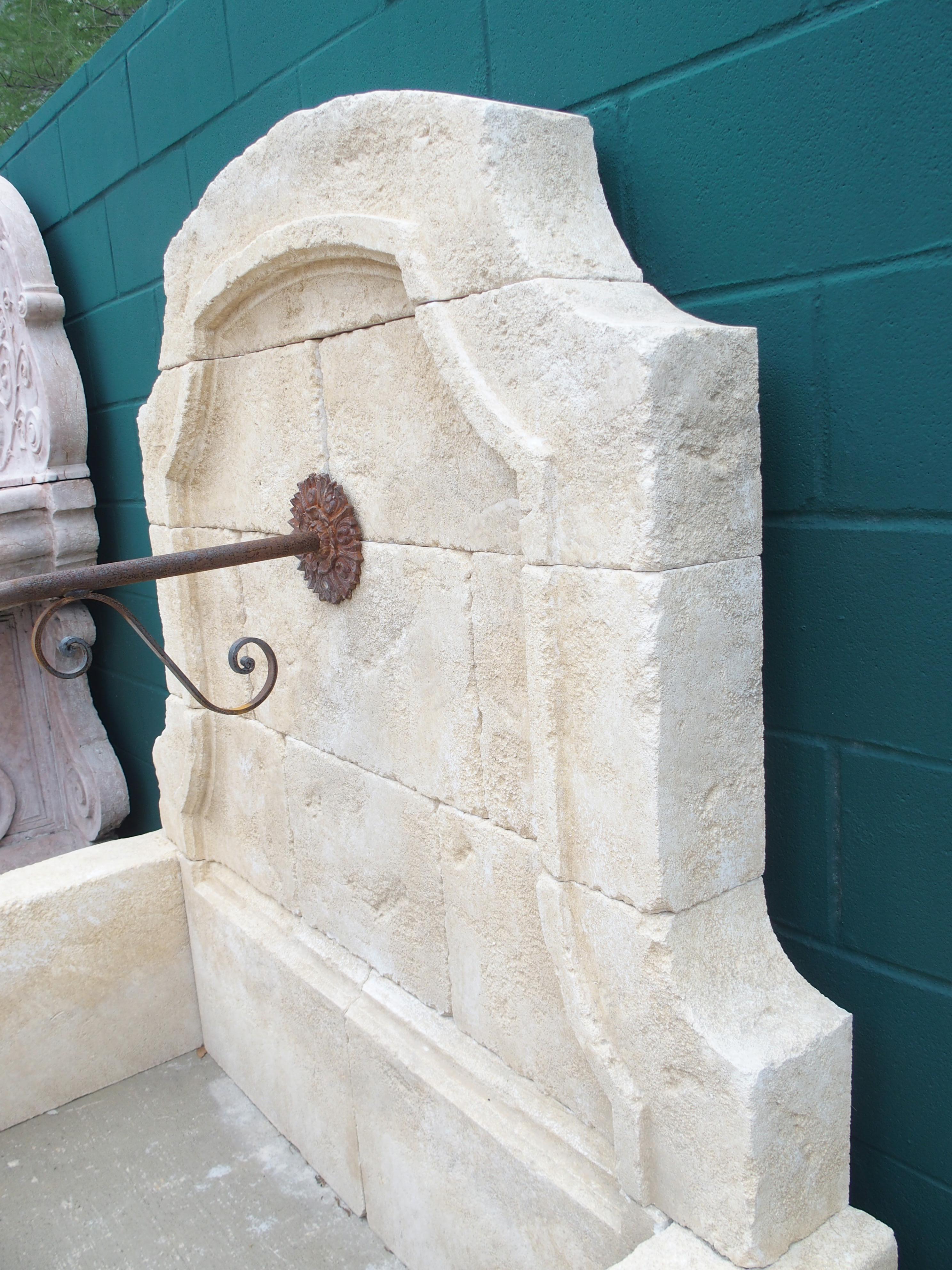 Hand-Carved Provence, France Wall Fountain Embellished With Canted Corners