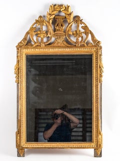 Provence Louis XVI Period Gilt and Lacquered Wood  Front Top Mirror, circa 1780