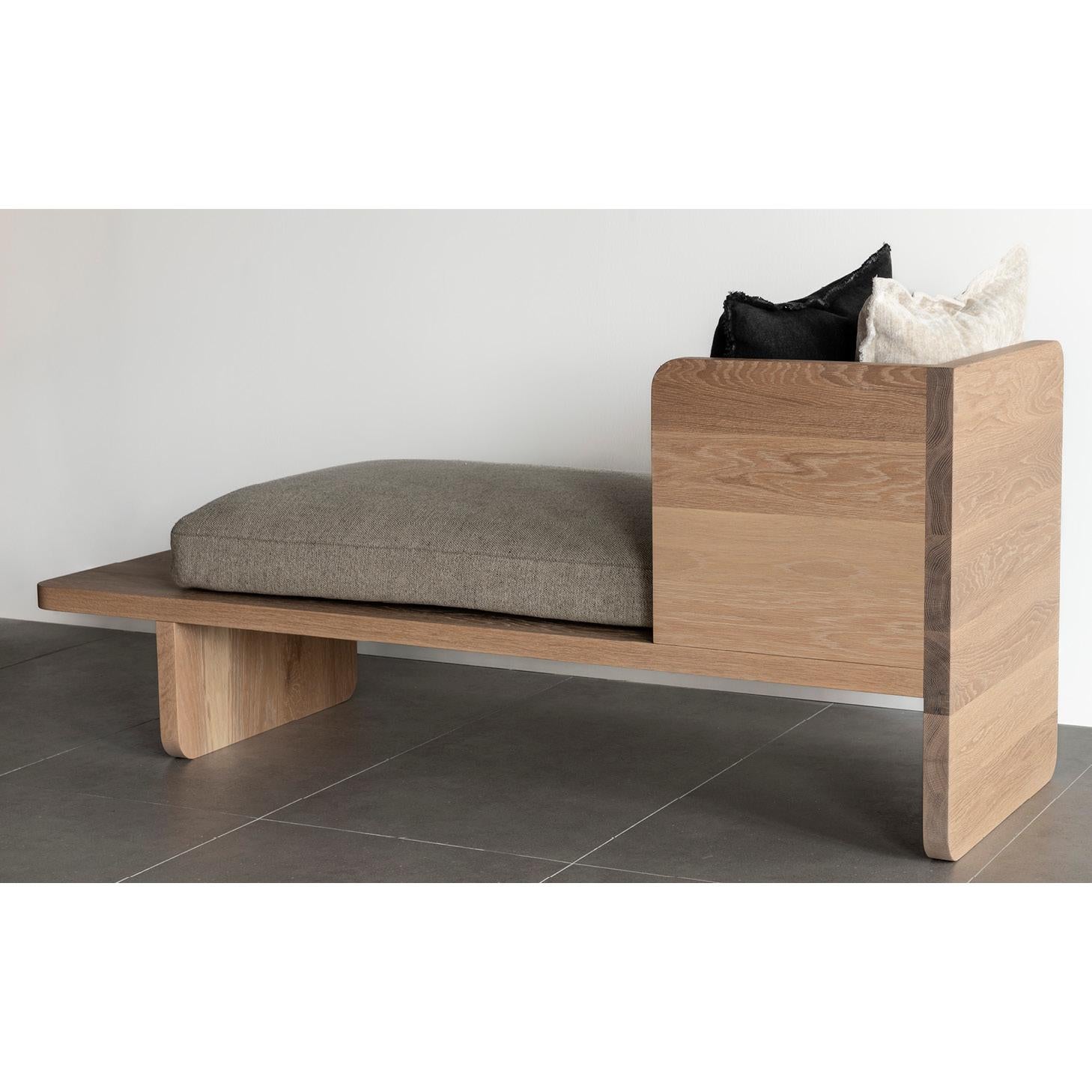 Modern Provide Series – Day Bed in solid Oak and Belgium Linen Upholstery For Sale