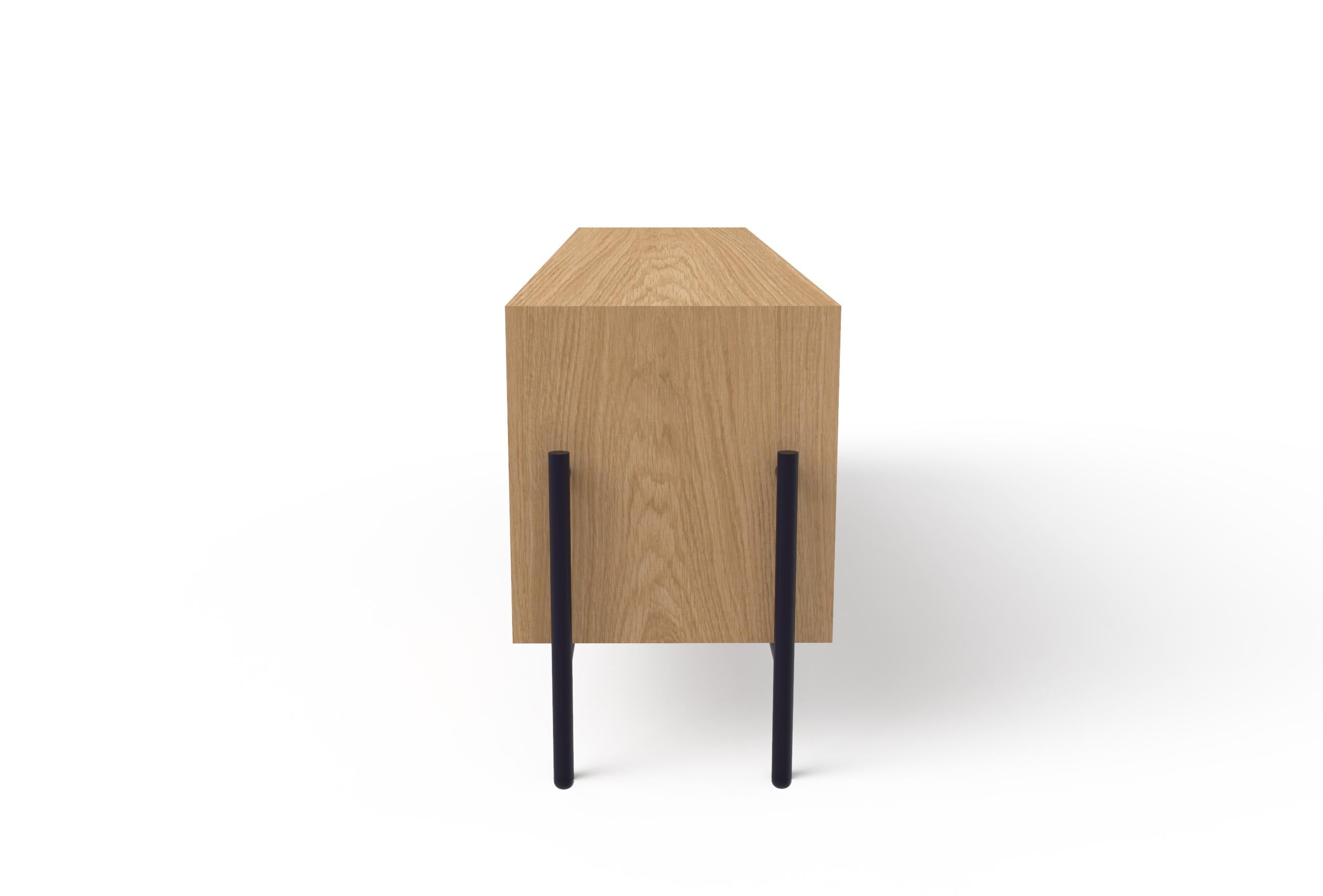 Powder-Coated Customizable Modern Credenza Providencia, Venner Wood and Metal. For Sale