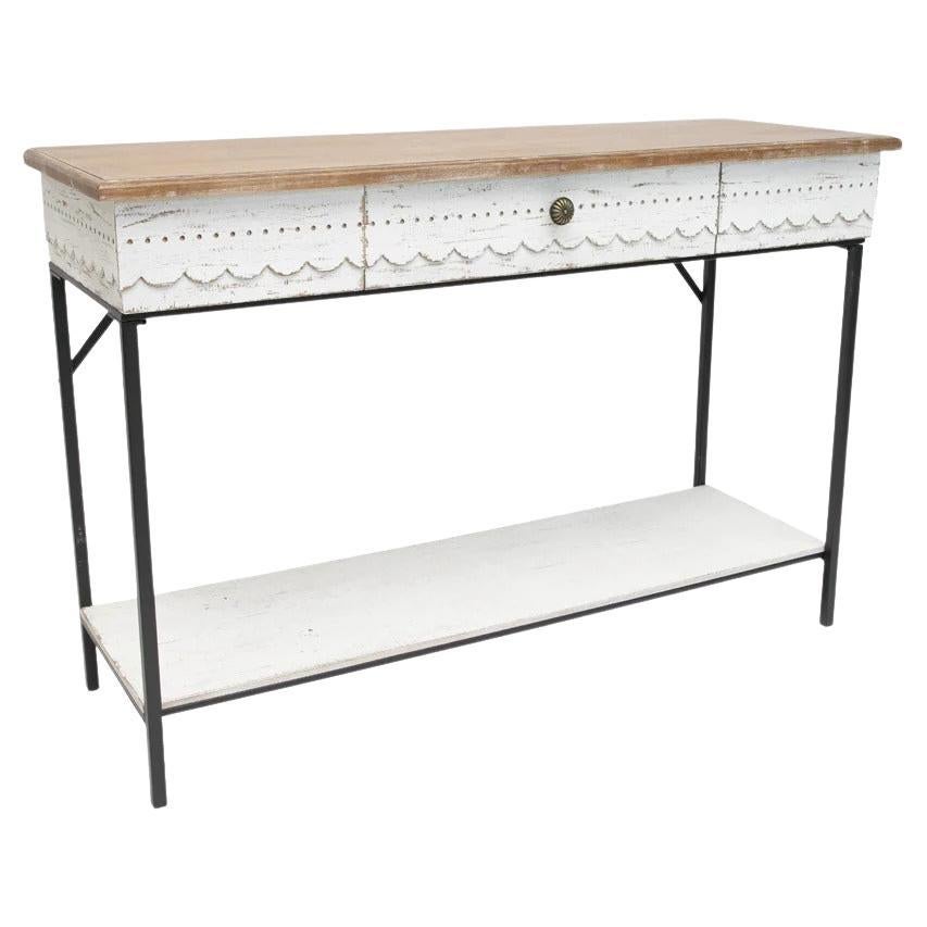 Province Distressed Blanc Scalloped Hall Table For Sale