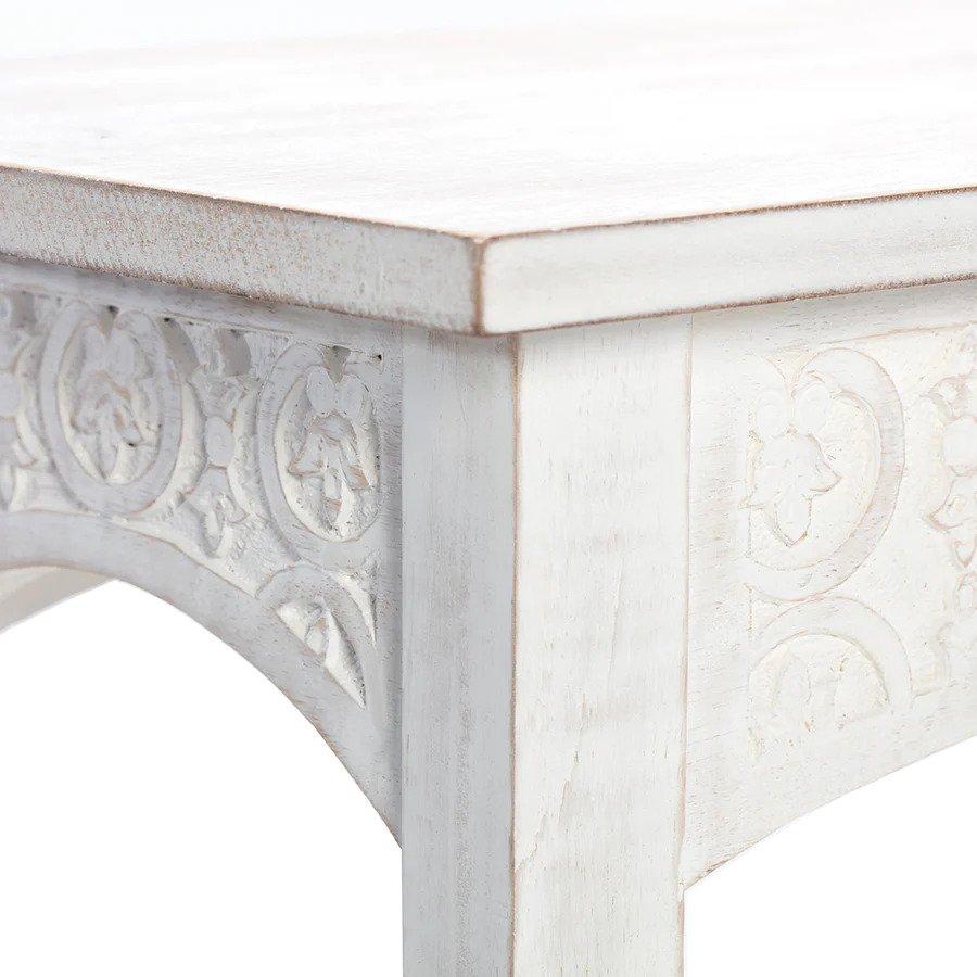 Contemporary Province Style White Wash Arch Hall Table For Sale