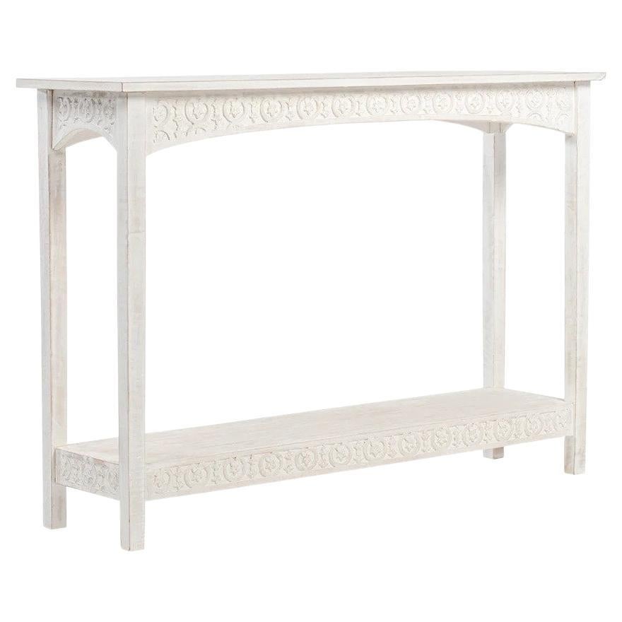Province Style White Wash Arch Hall Table For Sale