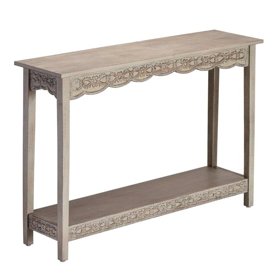 Carved Province Washed Scalloped Wash Hall Table For Sale