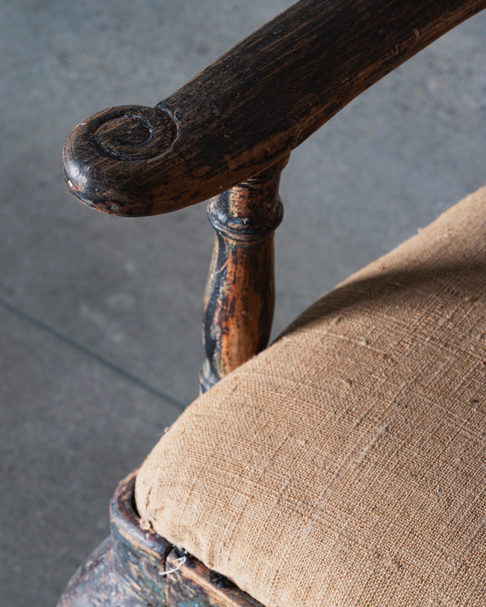 Suédois Fauteuil baroque suédois provincial du XVIIIe siècle en vente