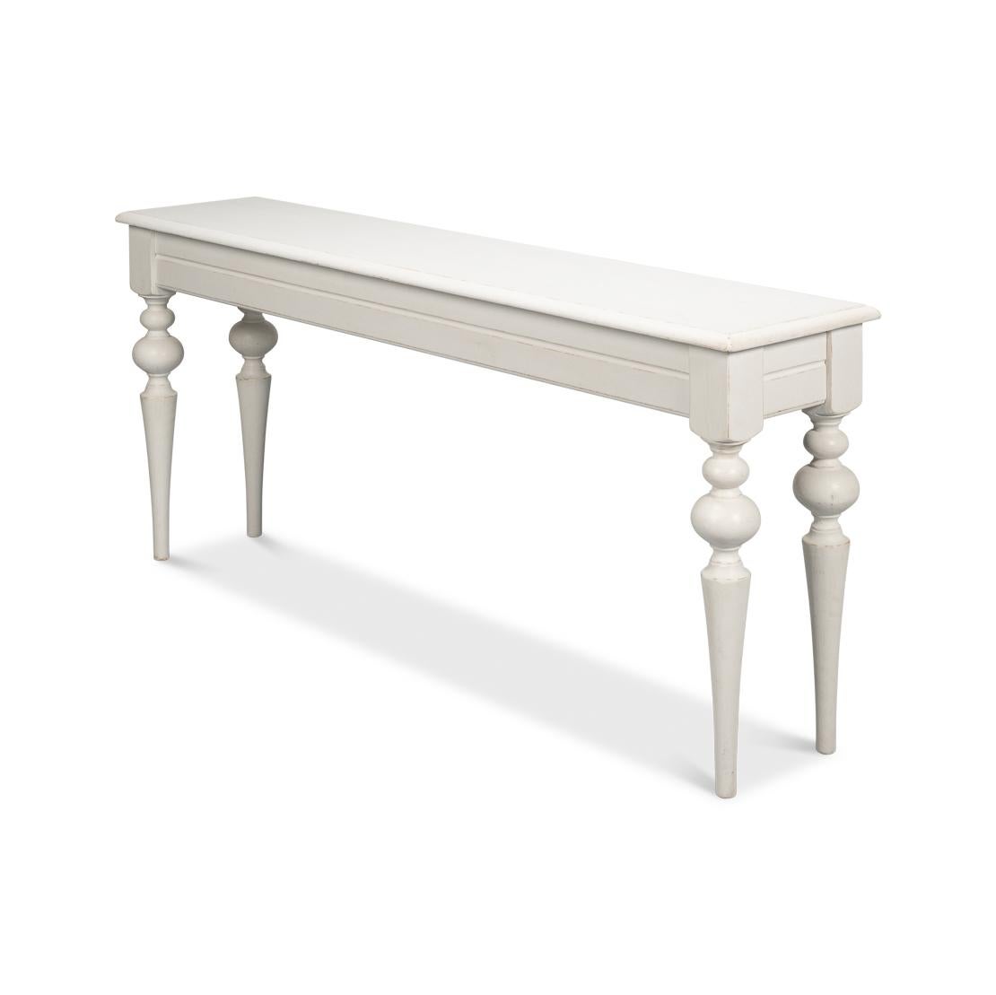 French Provincial Provincial Antique White Pine Console Table For Sale