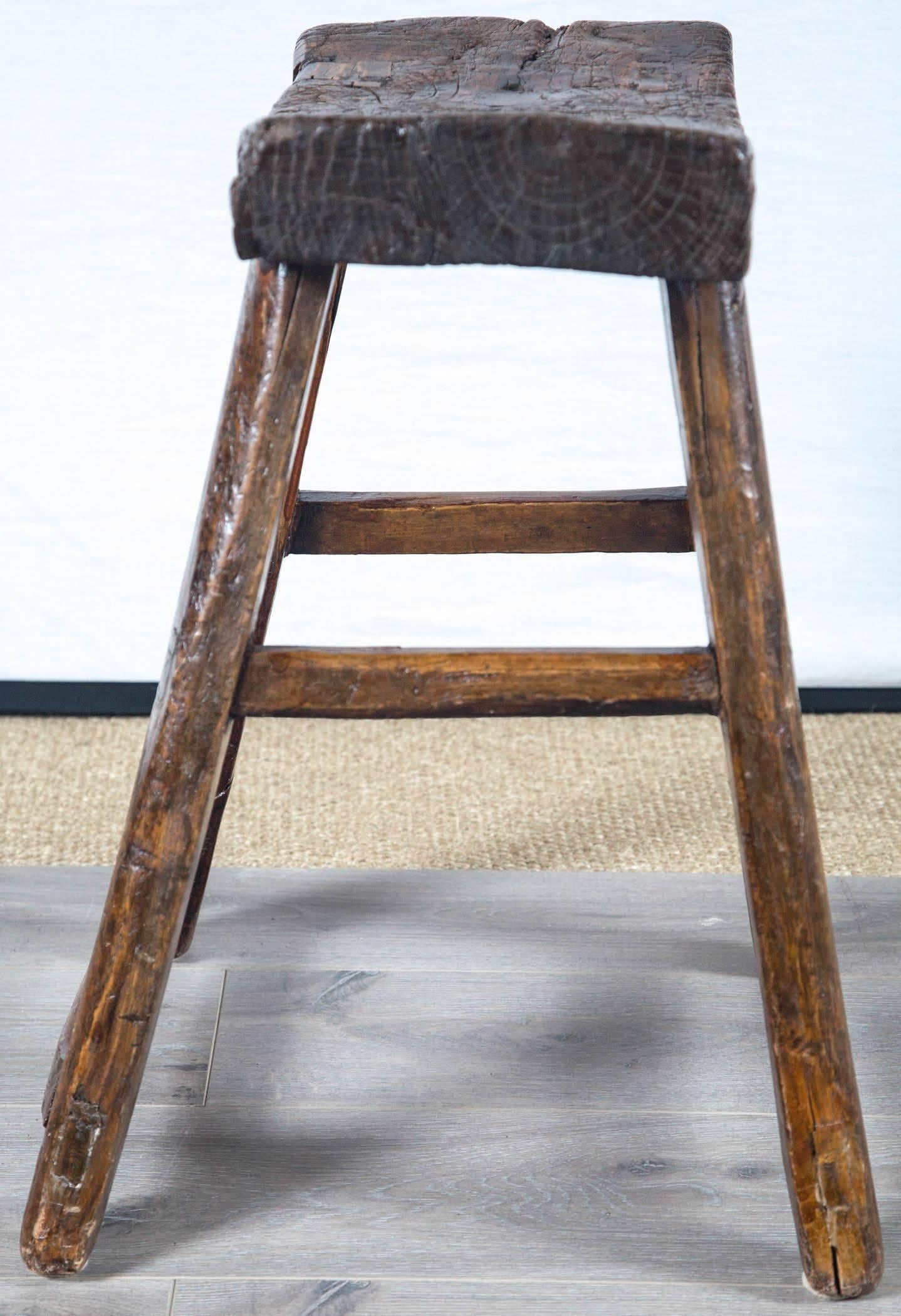 Hardwood Provincial Asian Stool, circa 1900