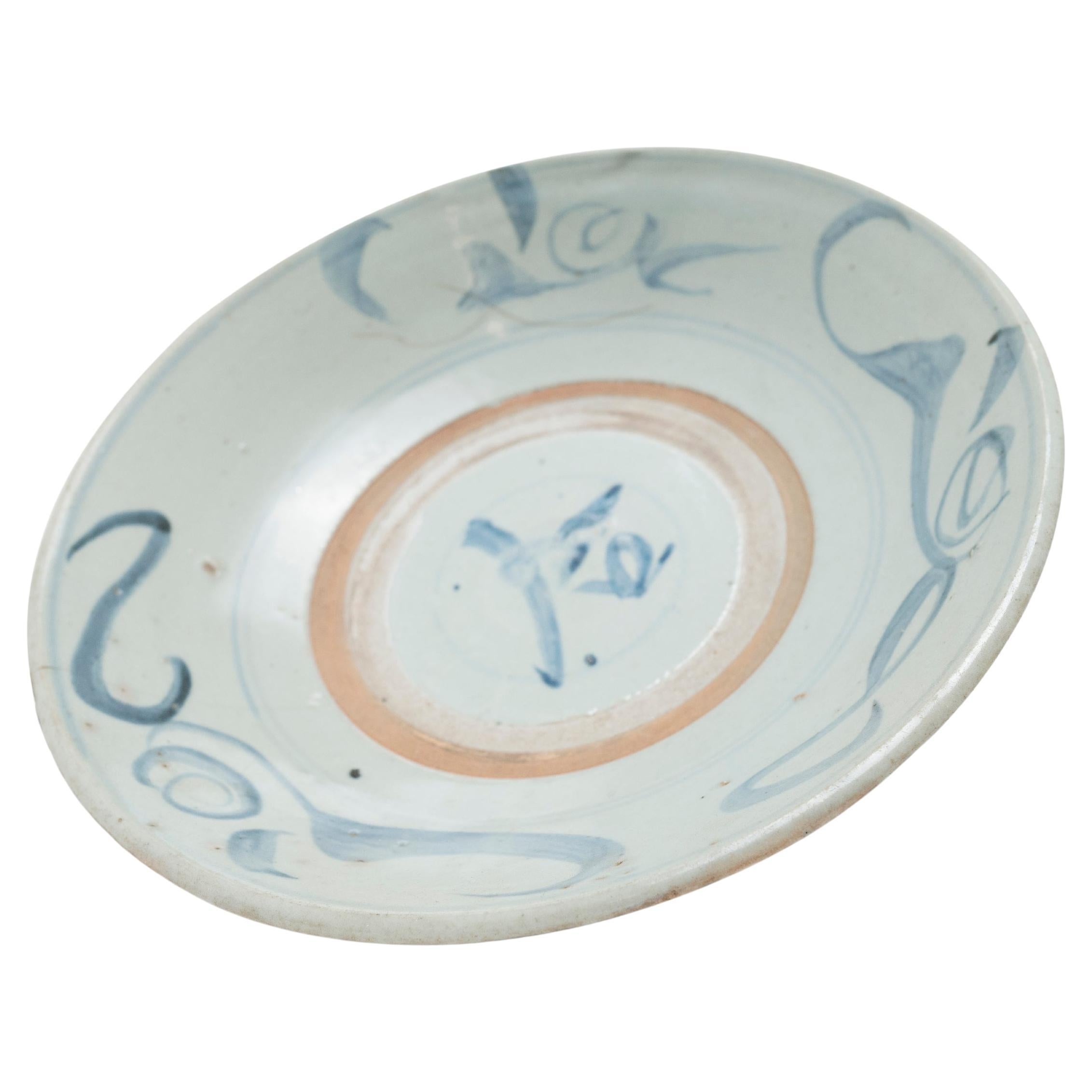 Provincial Chinese Blue and White Plate, c. 1850 For Sale