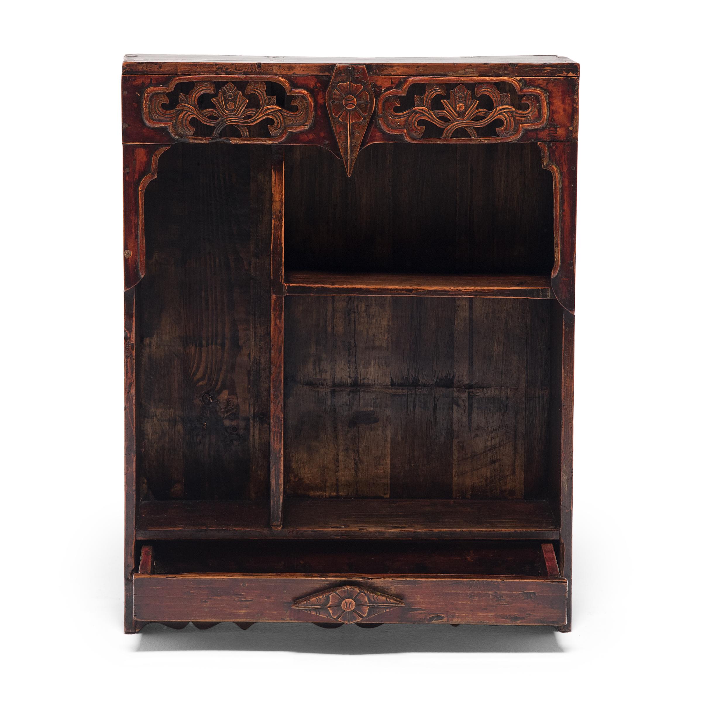 Elm Provincial Chinese Collector's Shelf, c. 1900 For Sale