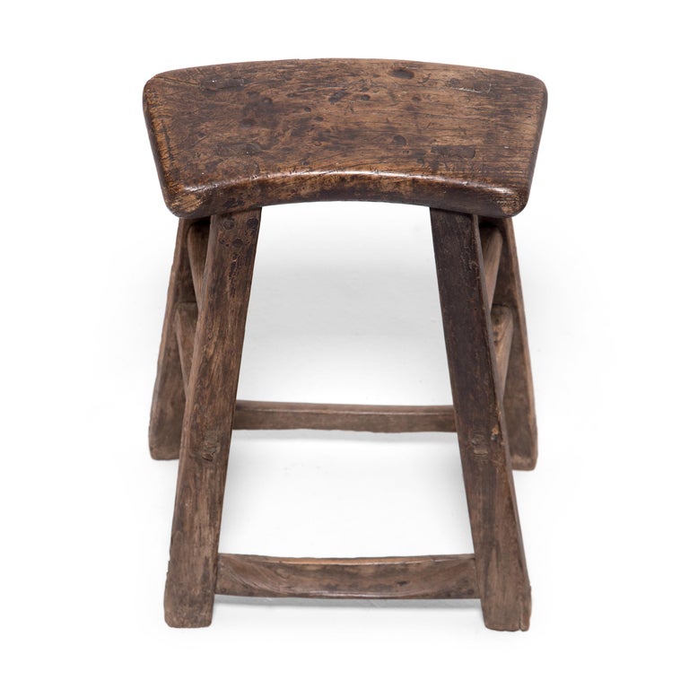 Fan Shape Stool Provincial Chinese Fan Stool, circa 1900 For Sale at 1stDibs