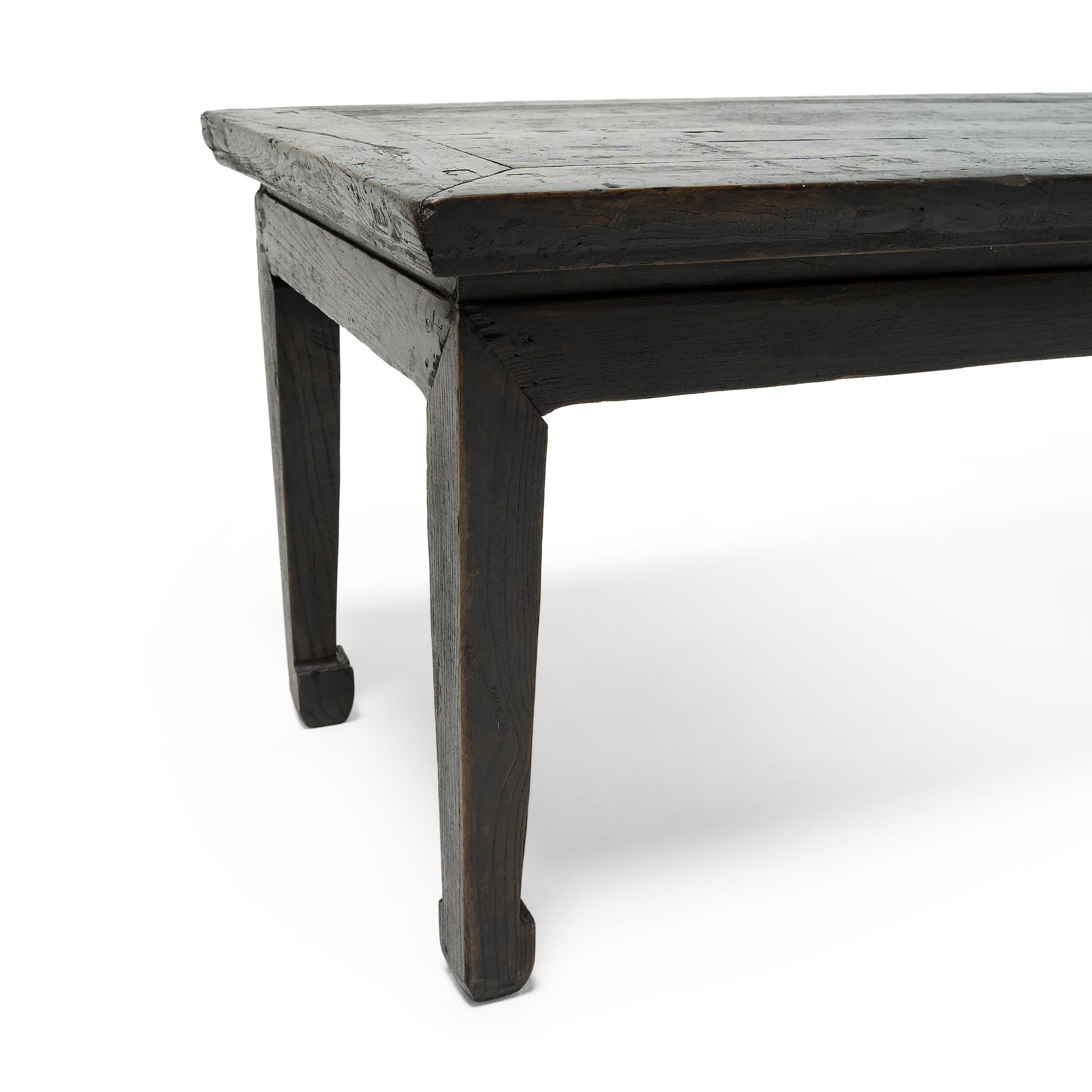 Elm Provincial Chinese Half Table, circa 1800 For Sale