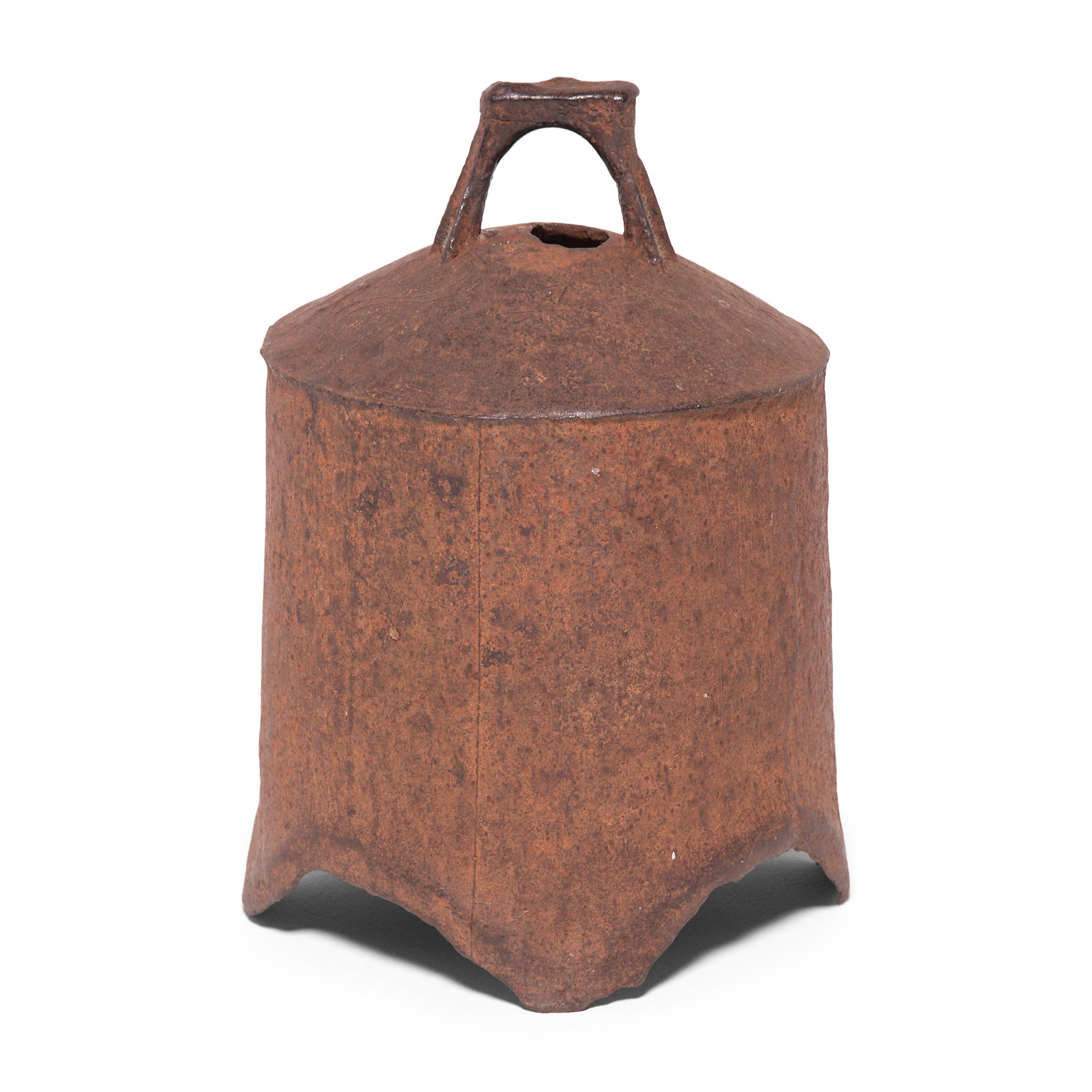 Cast Provincial Chinese Iron Bell, c. 1850 For Sale