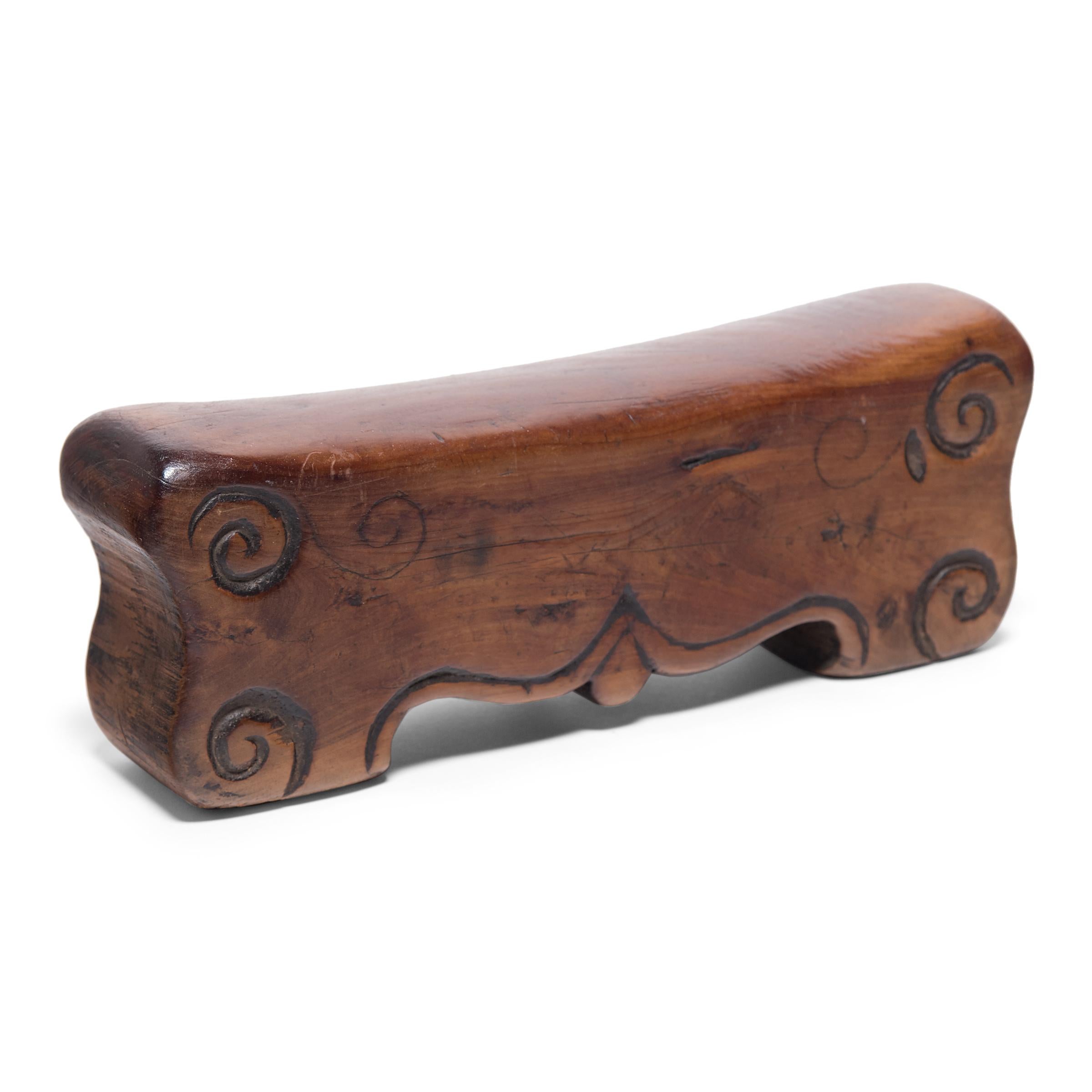 Carved Provincial Chinese Scrollwork Headrest, circa 1850
