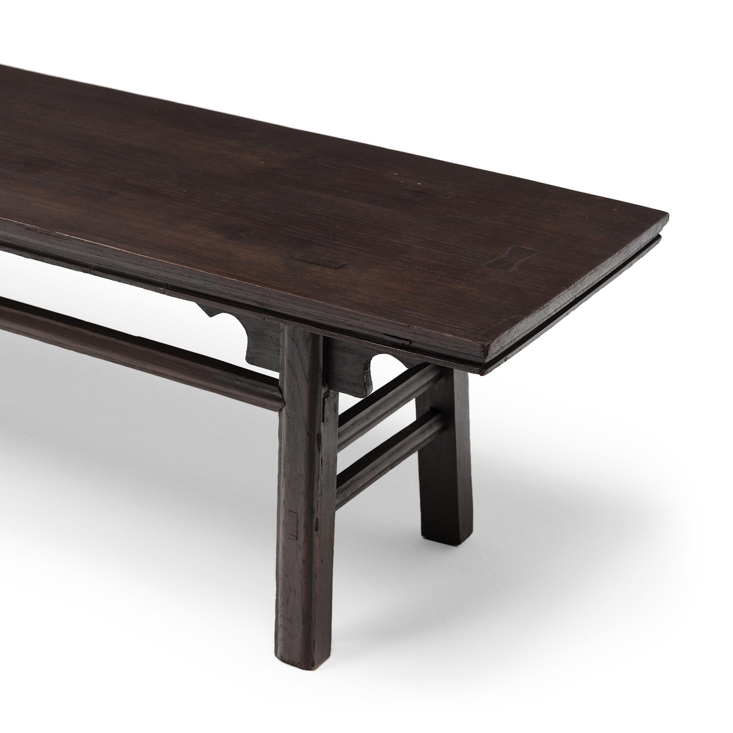 19th Century Provincial Chinese Splayed Leg Bench with Dovetail Joinery