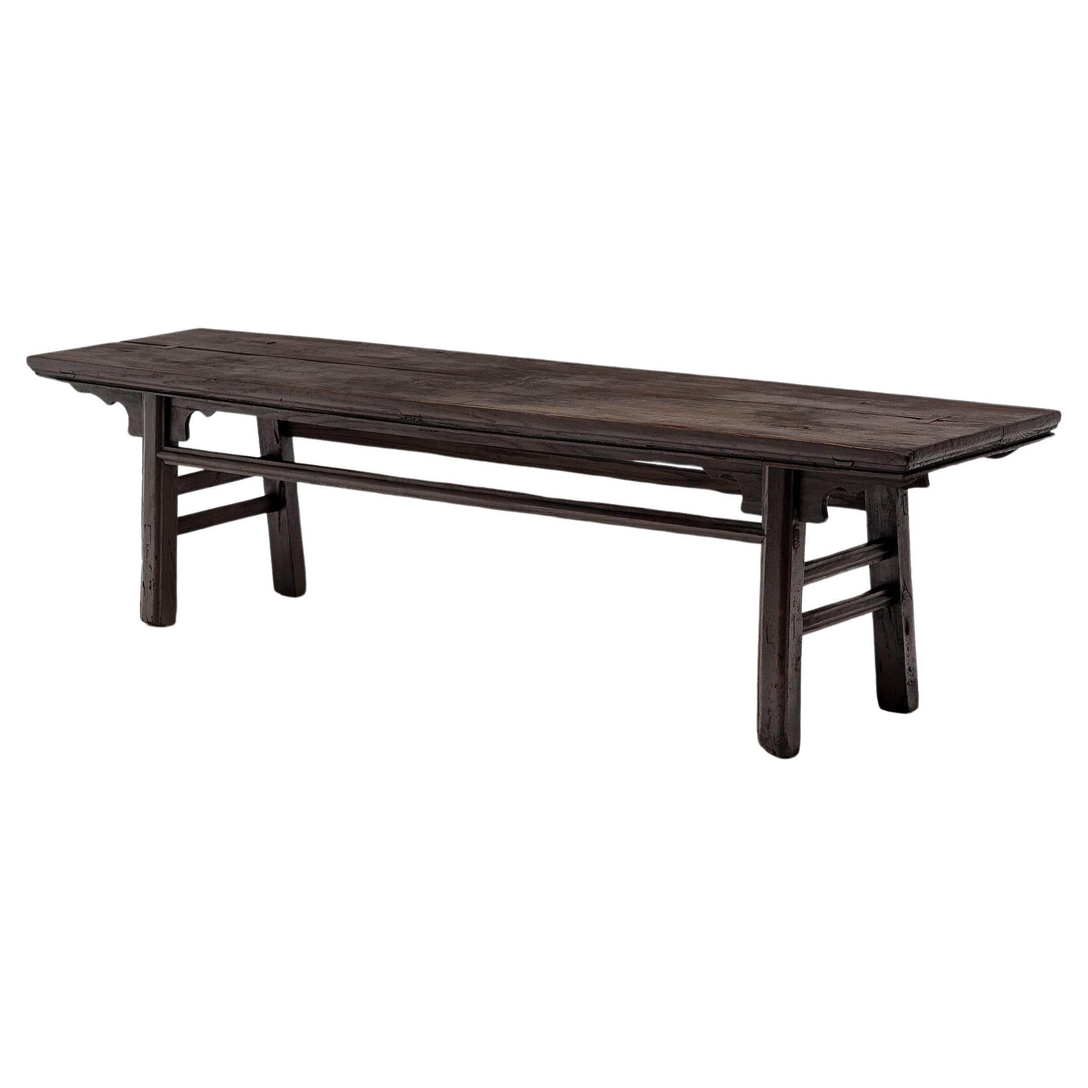 Provincial Chinese Splayed Leg Bench with Dovetail Joinery