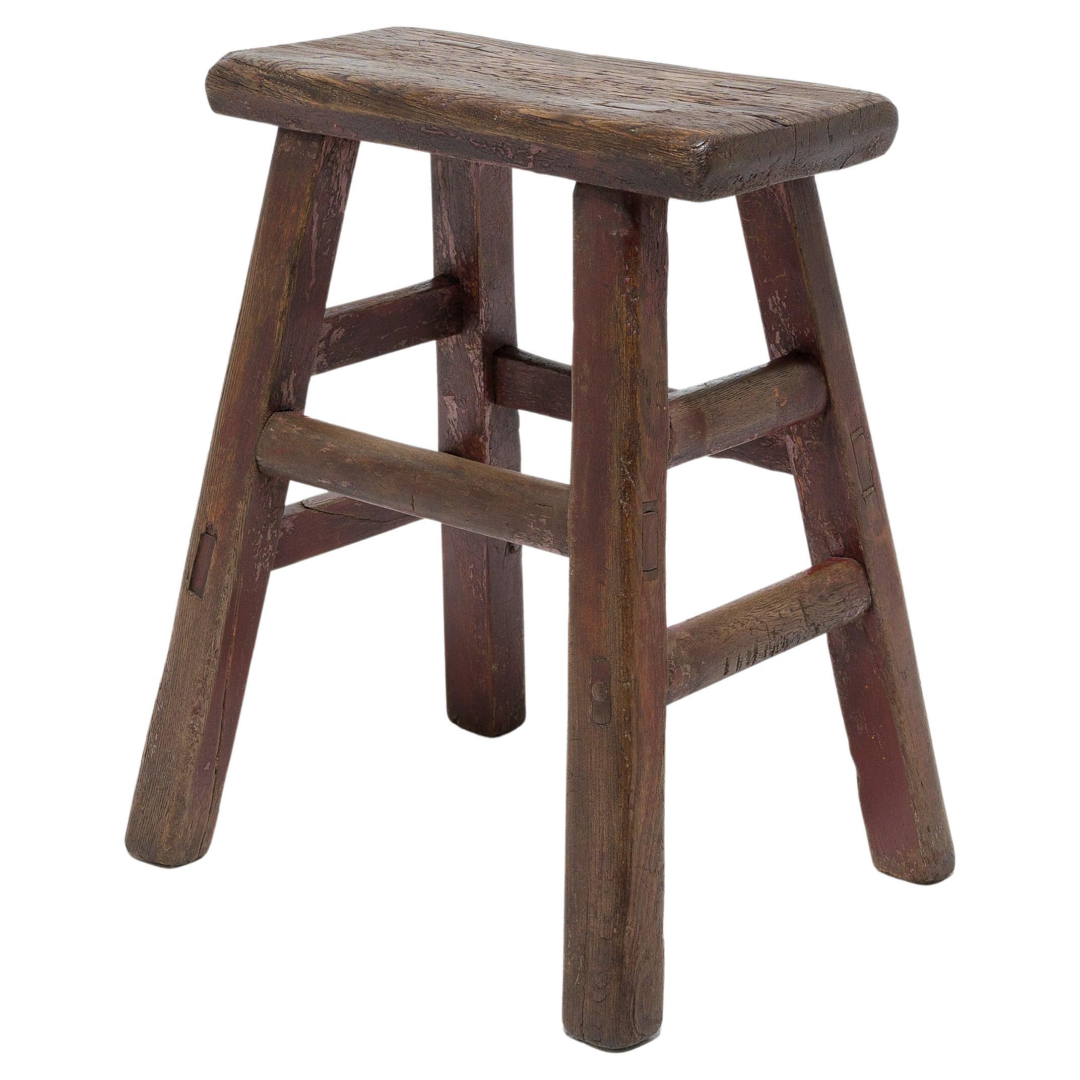 Provincial Chinese Splayed Leg Stool, circa 1900 For Sale