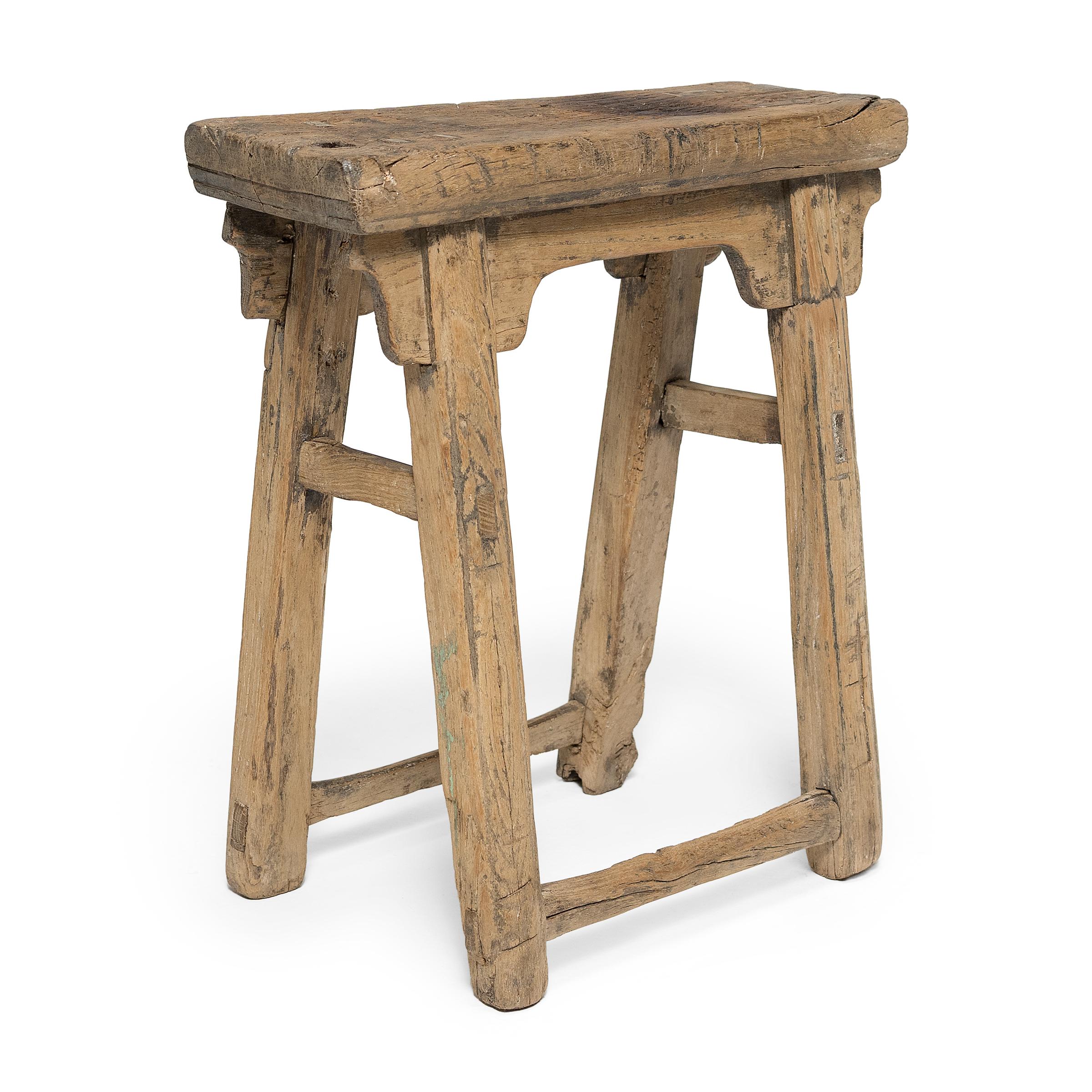 Provincial Chinese Splayed Leg Stool, circa 1900 In Good Condition In Chicago, IL