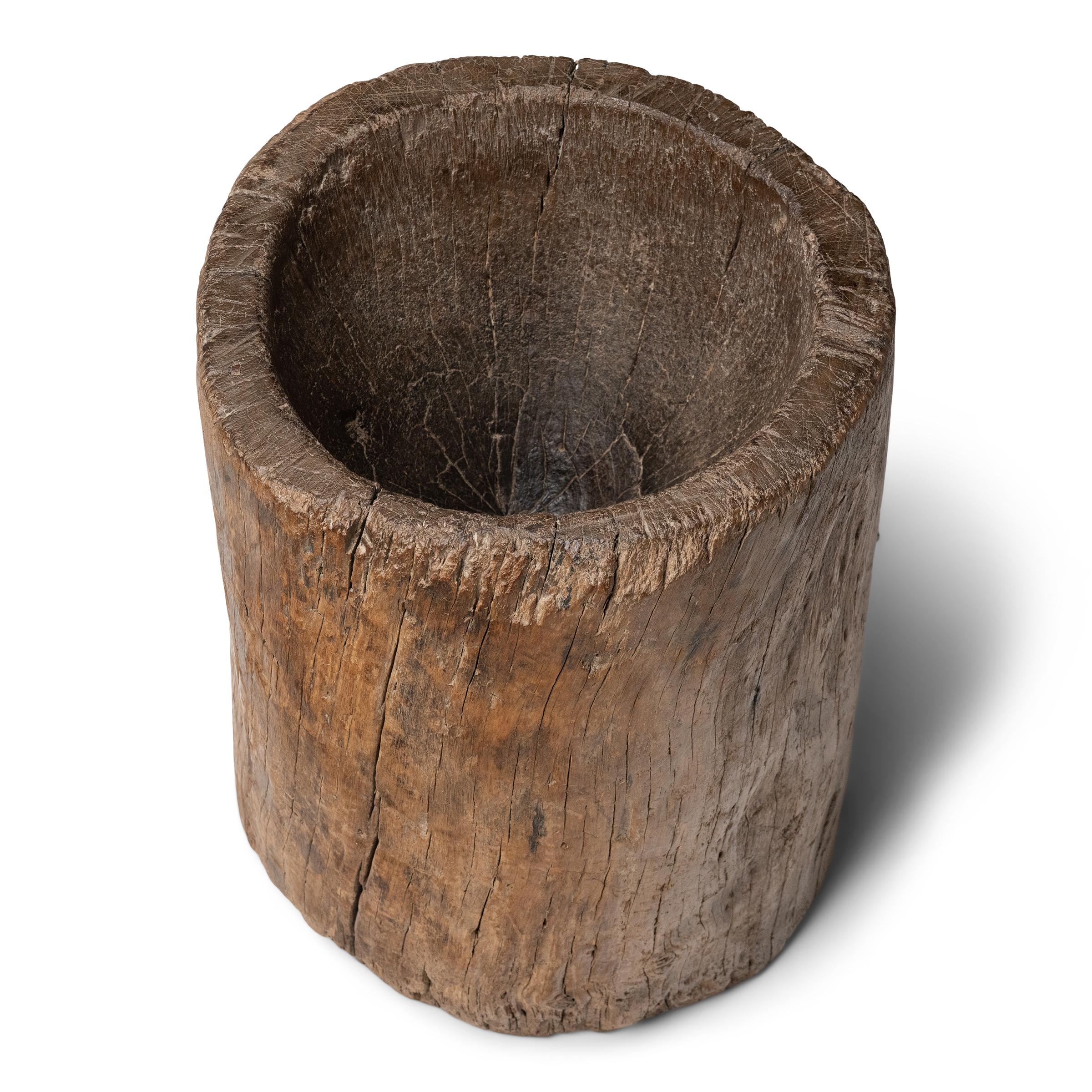 Primitive Provincial Chinese Trunk Mortar, c. 1900 For Sale