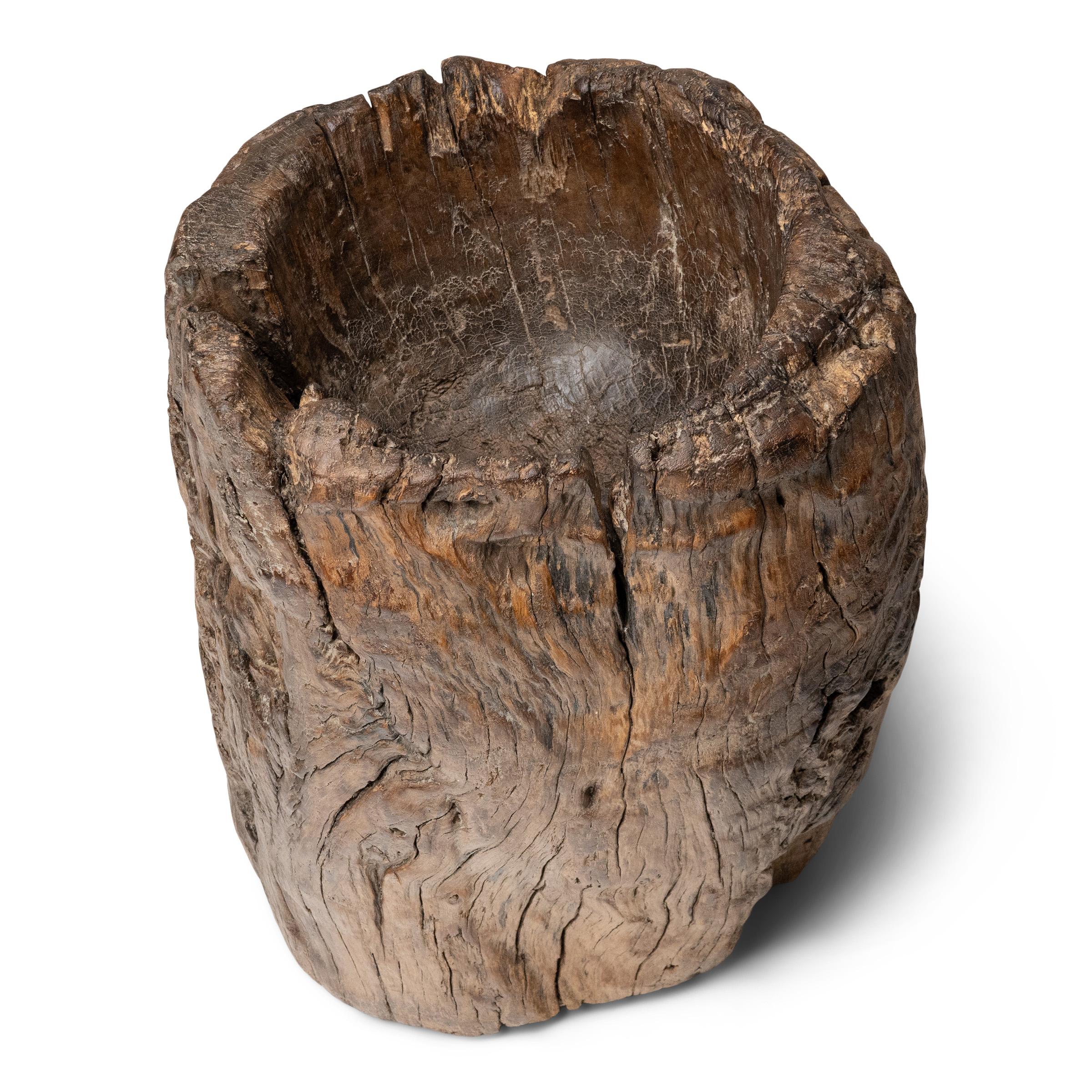 Primitive Provincial Chinese Trunk Mortar, c. 1900 For Sale
