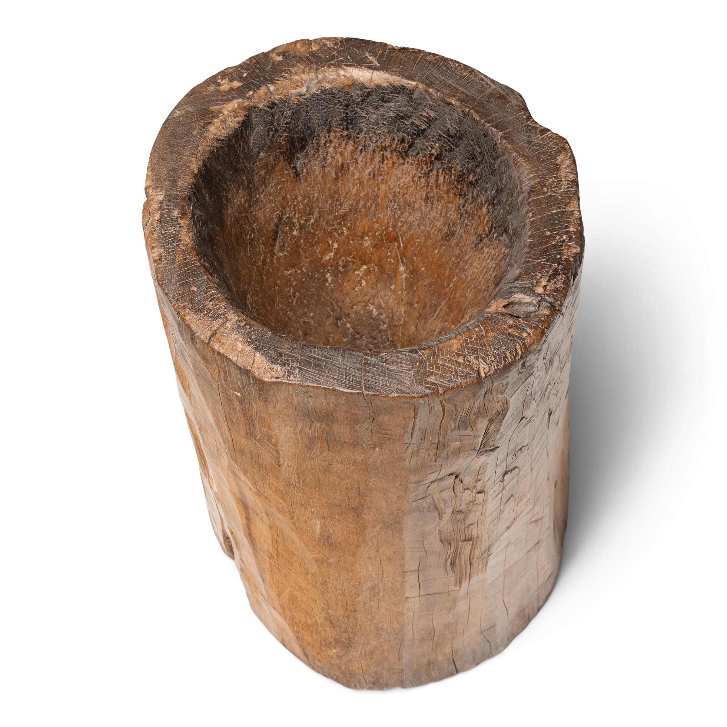 Primitive Provincial Chinese Trunk Mortar, c. 1900 For Sale