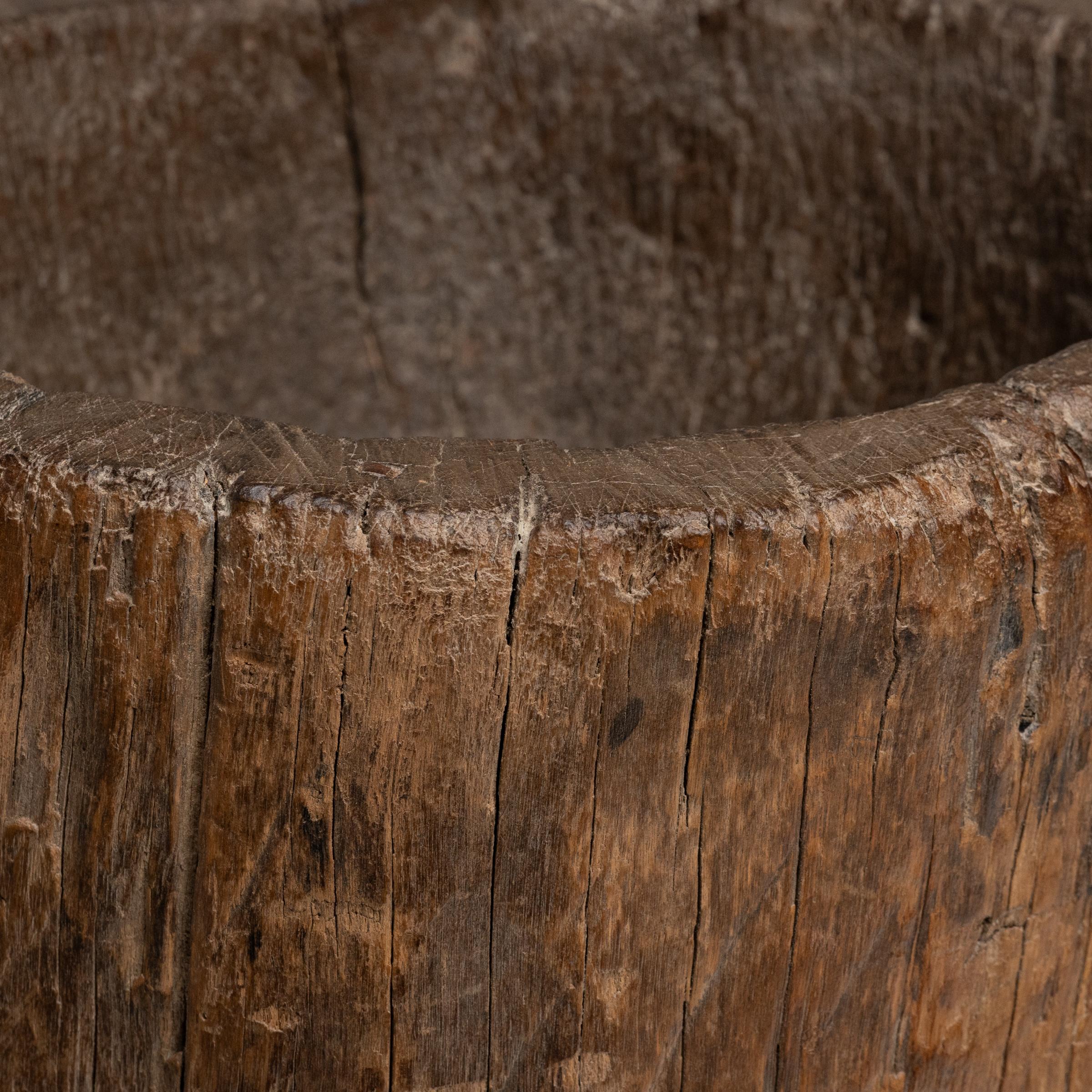 Hand-Carved Provincial Chinese Trunk Mortar, c. 1900 For Sale