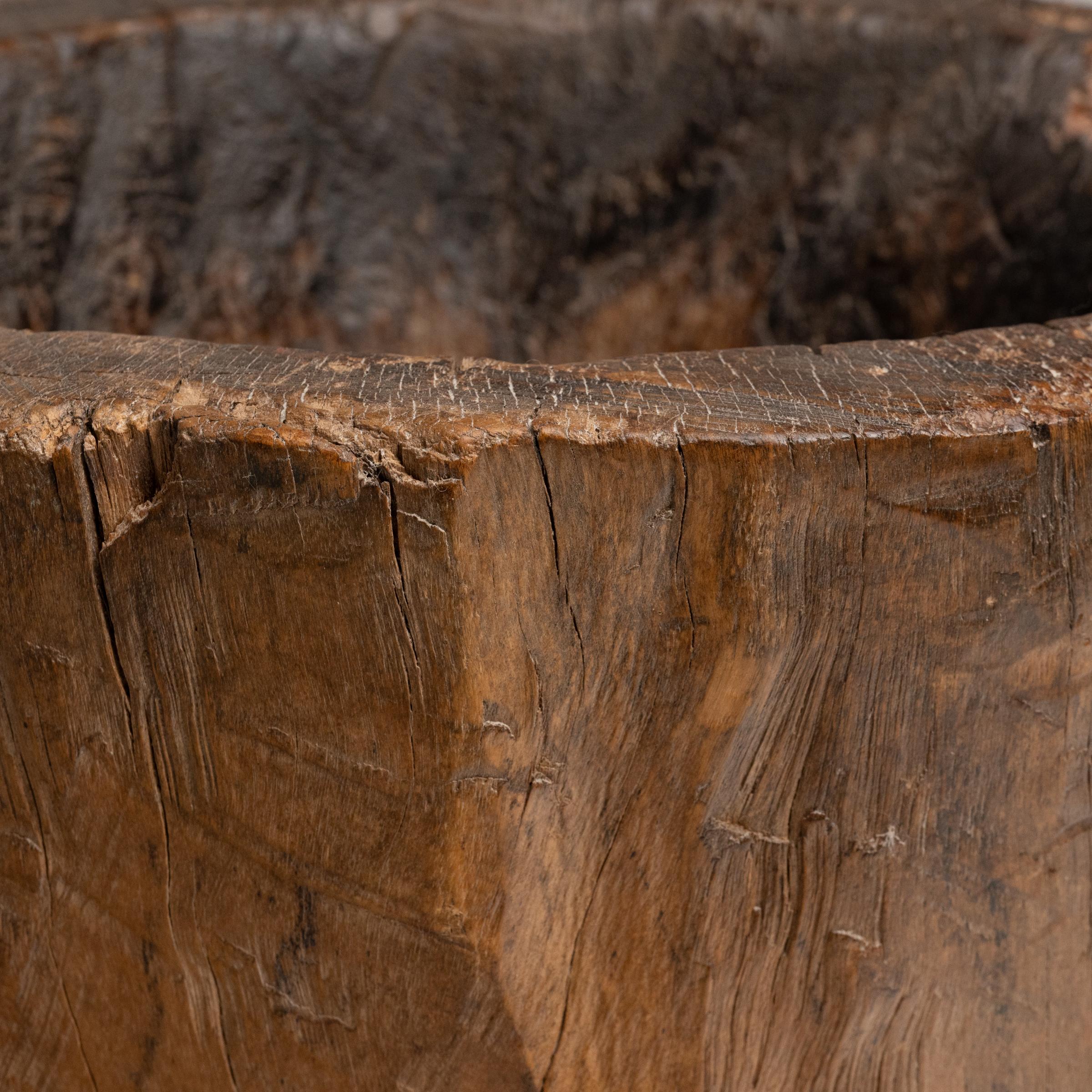 Hand-Carved Provincial Chinese Trunk Mortar, c. 1900 For Sale