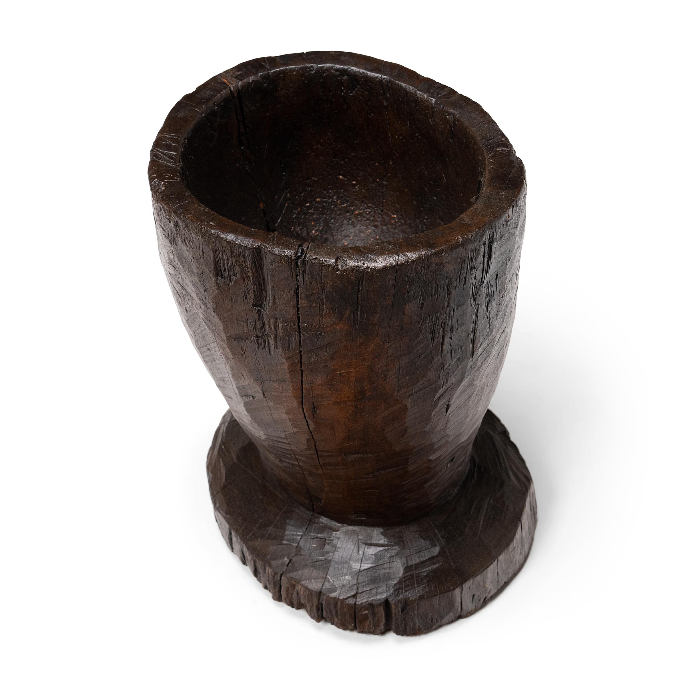Hand-Carved Provincial Chinese Trunk Mortar, c. 1900 For Sale