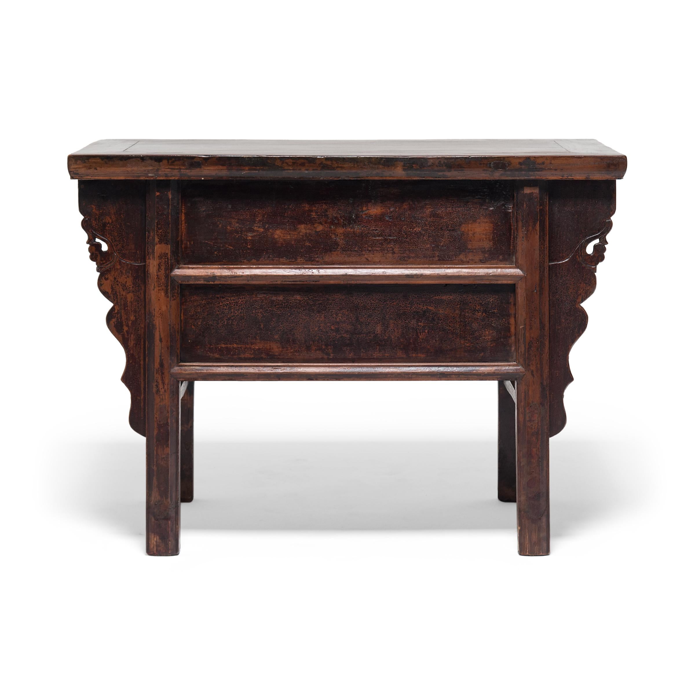 Qing Provincial Chinese Two Drawer Table, circa 1850 For Sale
