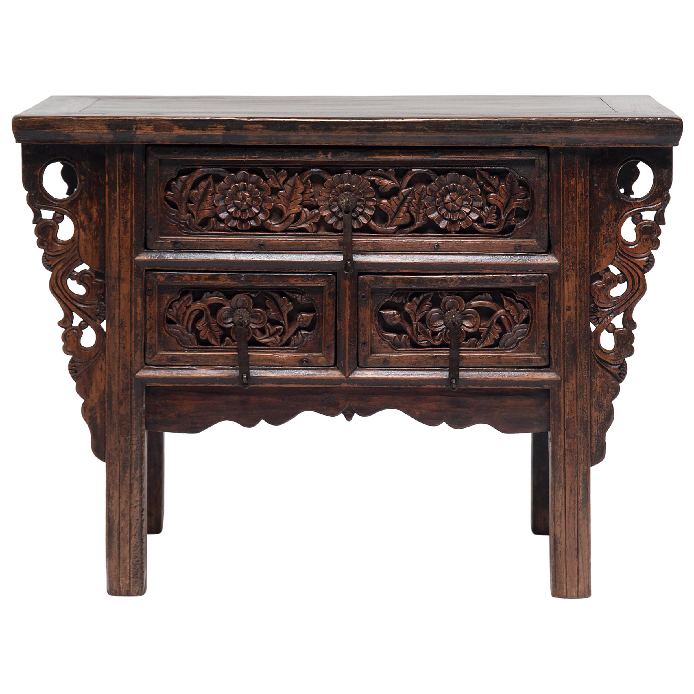 Provincial Chinese Two Drawer Table, circa 1850 For Sale