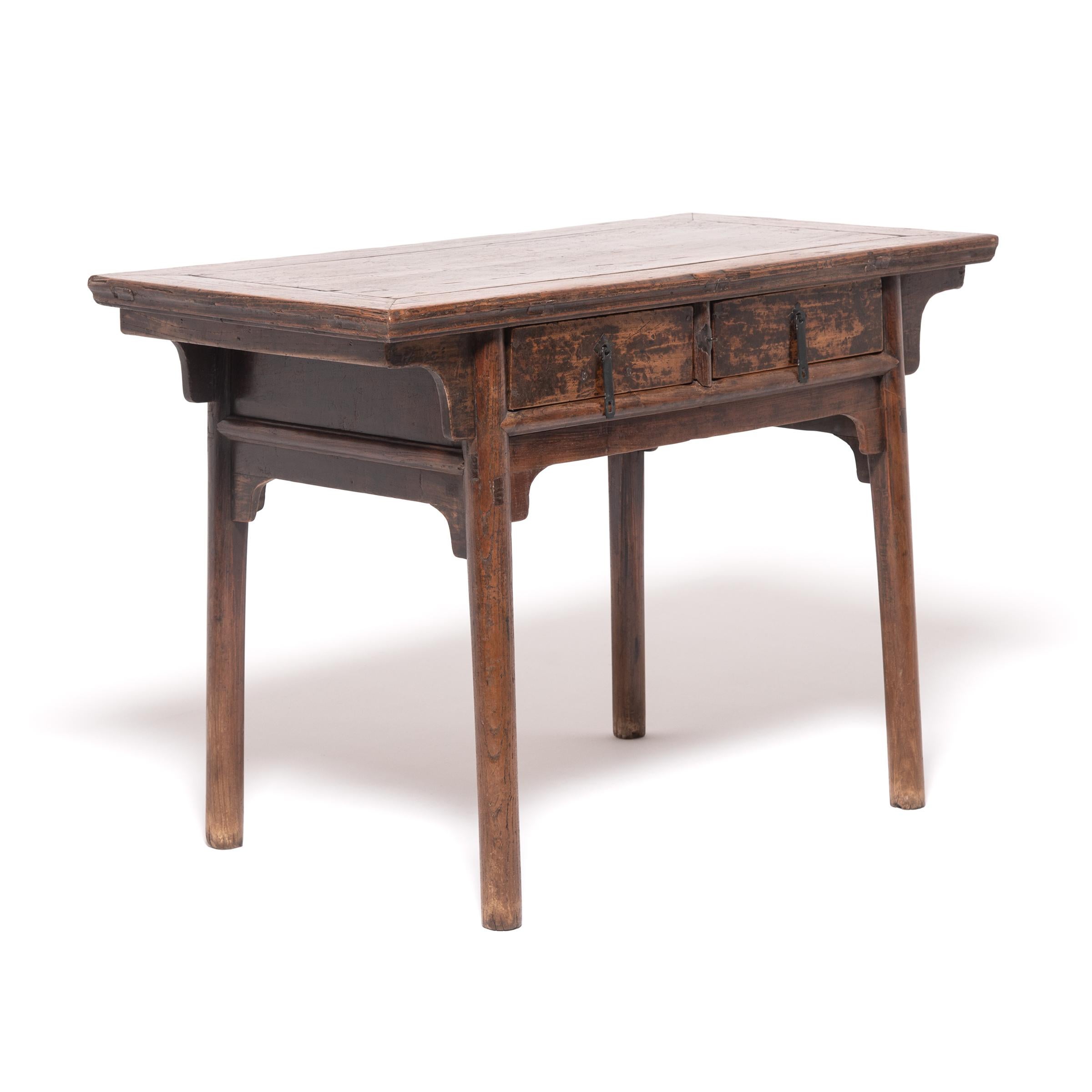 Provincial Chinese Two-Drawer Table, c. 1800 In Good Condition For Sale In Chicago, IL