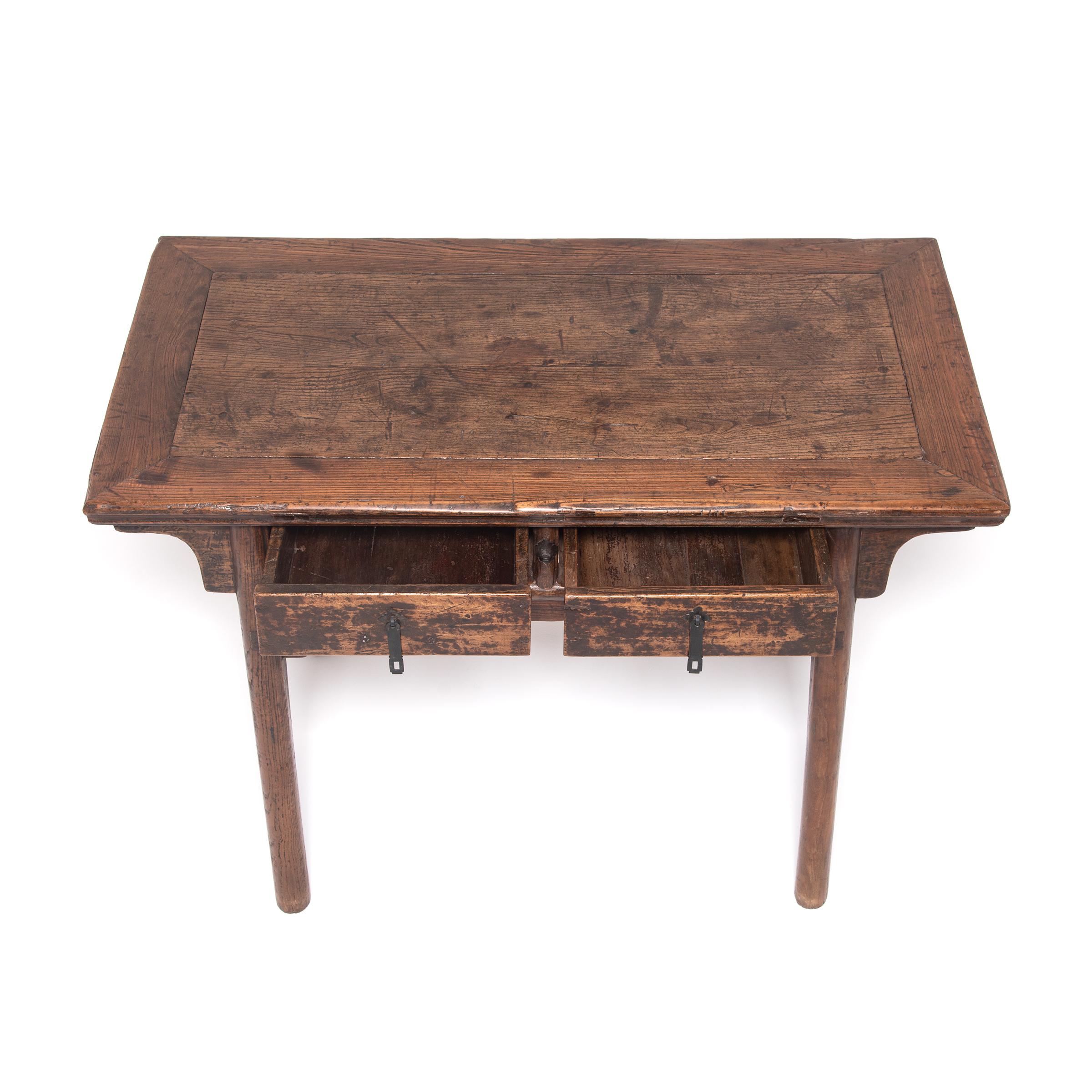 19th Century Provincial Chinese Two-Drawer Table, c. 1800 For Sale