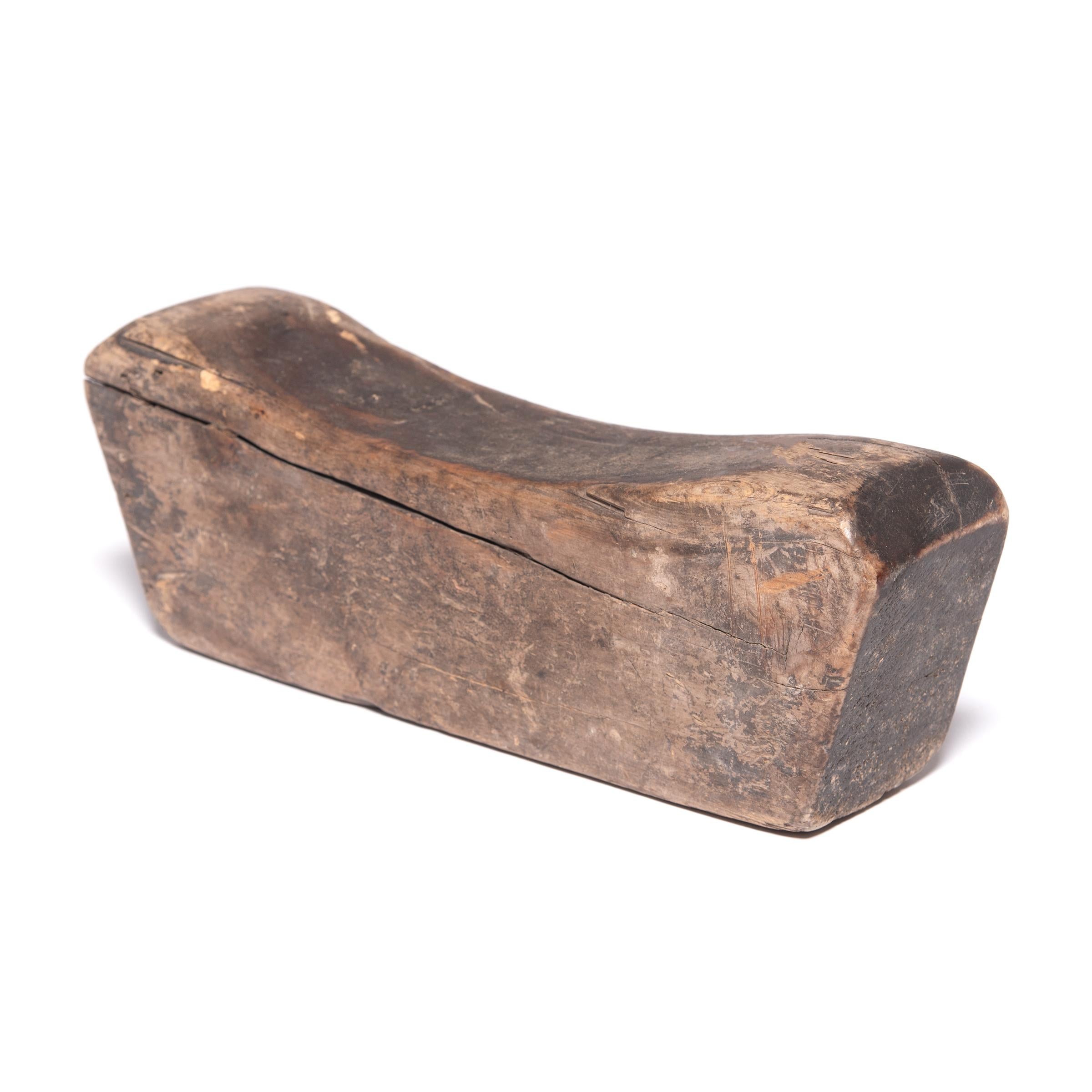 Carved Provincial Chinese Wooden Headrest, circa 1850 For Sale