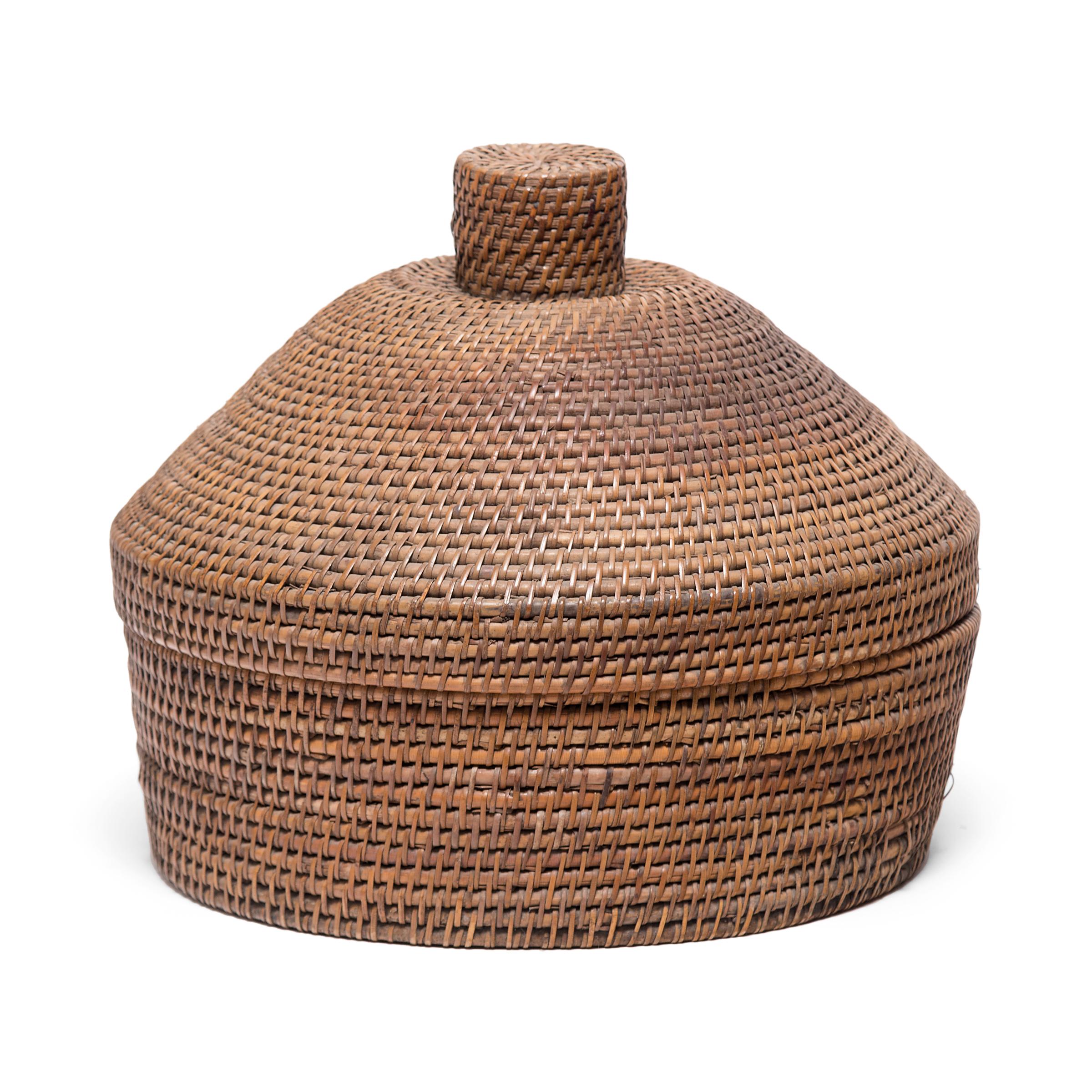 Qing Provincial Chinese Woven Summer Hat Box, circa 1850