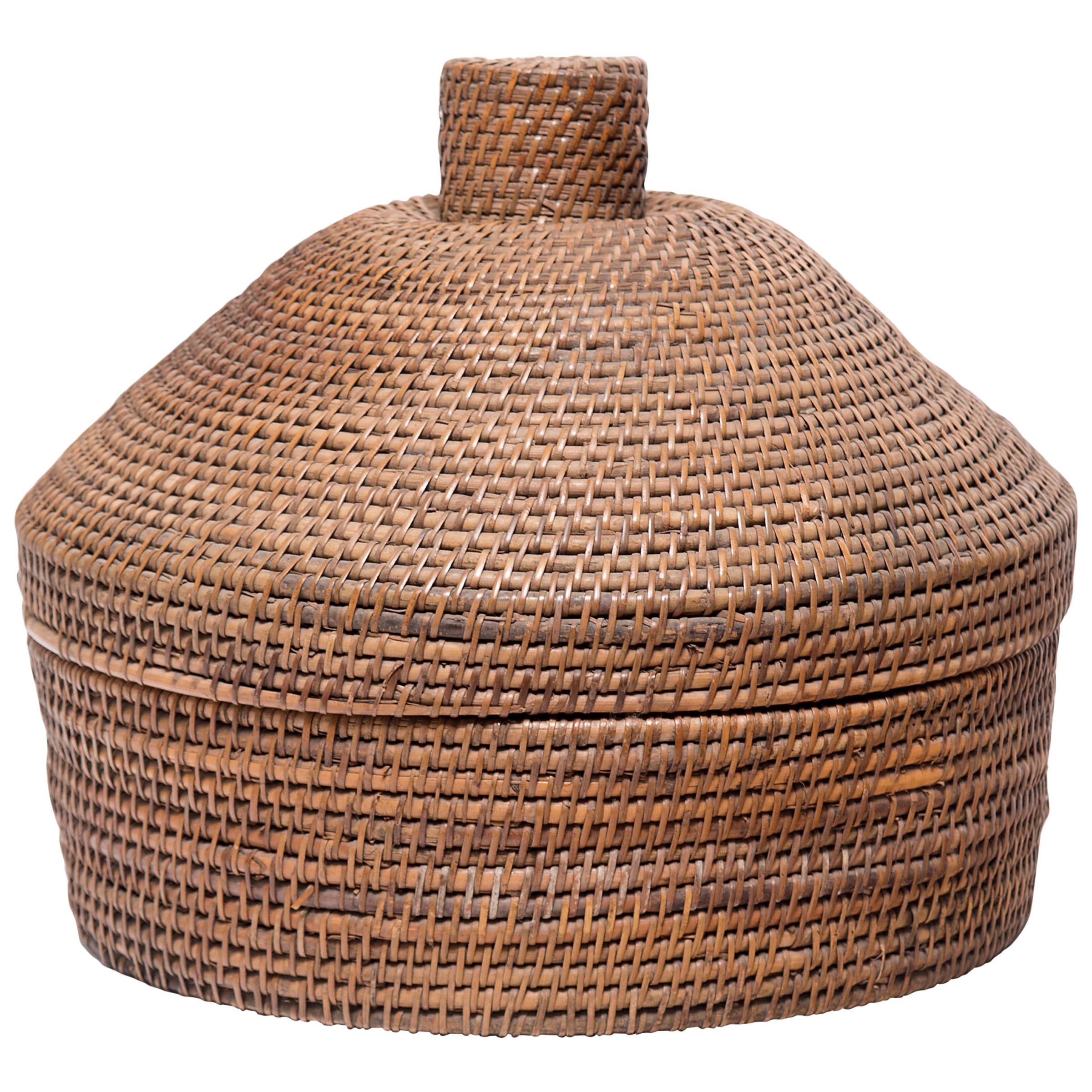 Provincial Chinese Woven Summer Hat Box, circa 1850