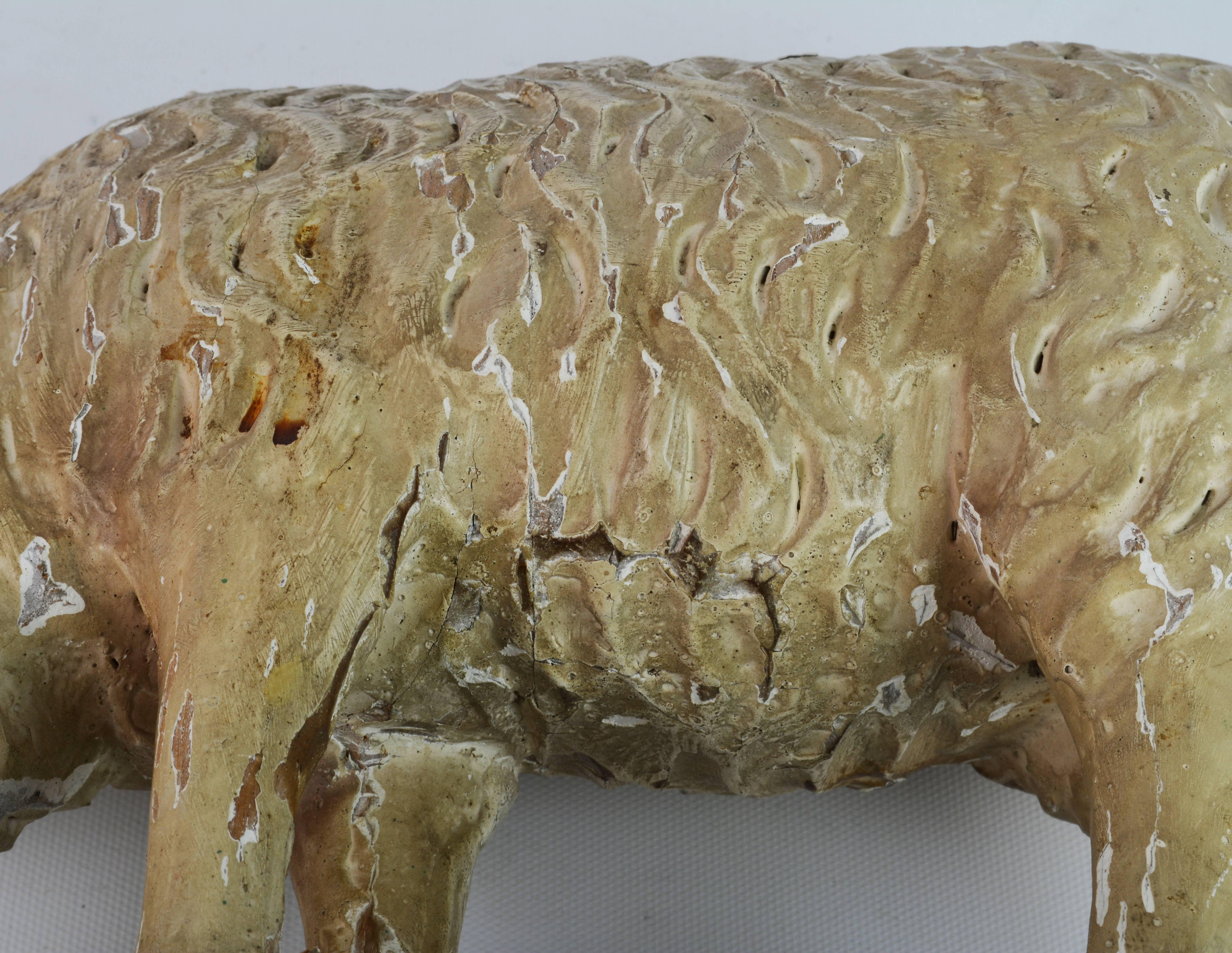 Provincial Early 19th Century Carved Grazing Sheep Retaining Original Paint 9