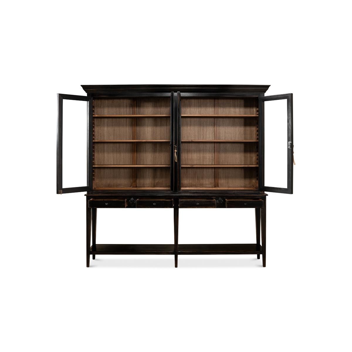 French Provincial Provincial Ebonized Display Cabinet For Sale