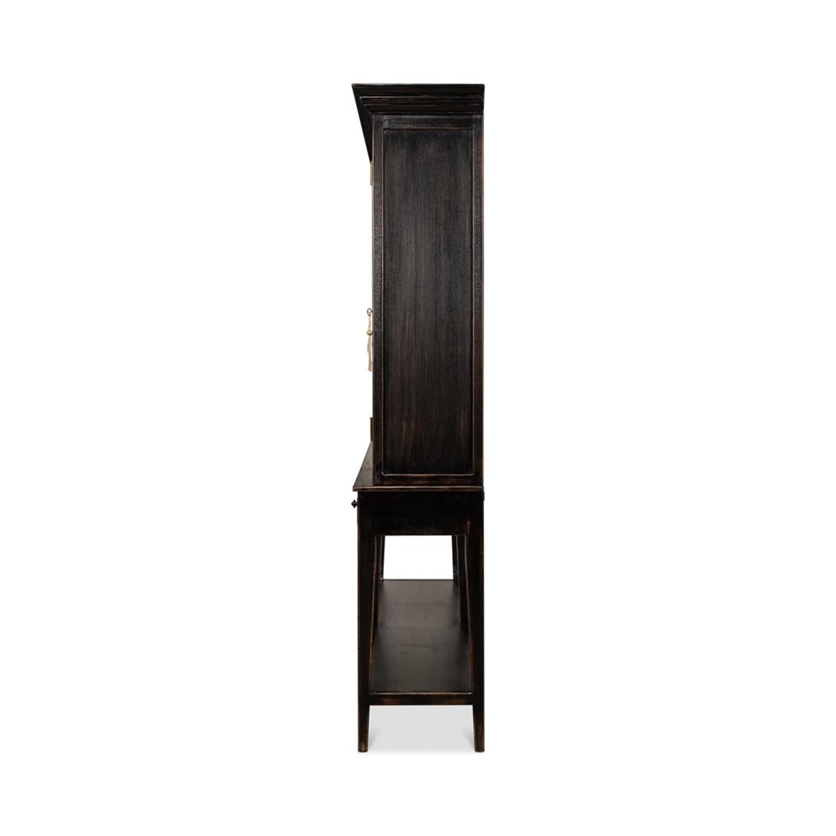 Contemporary Provincial Ebonized Display Cabinet For Sale