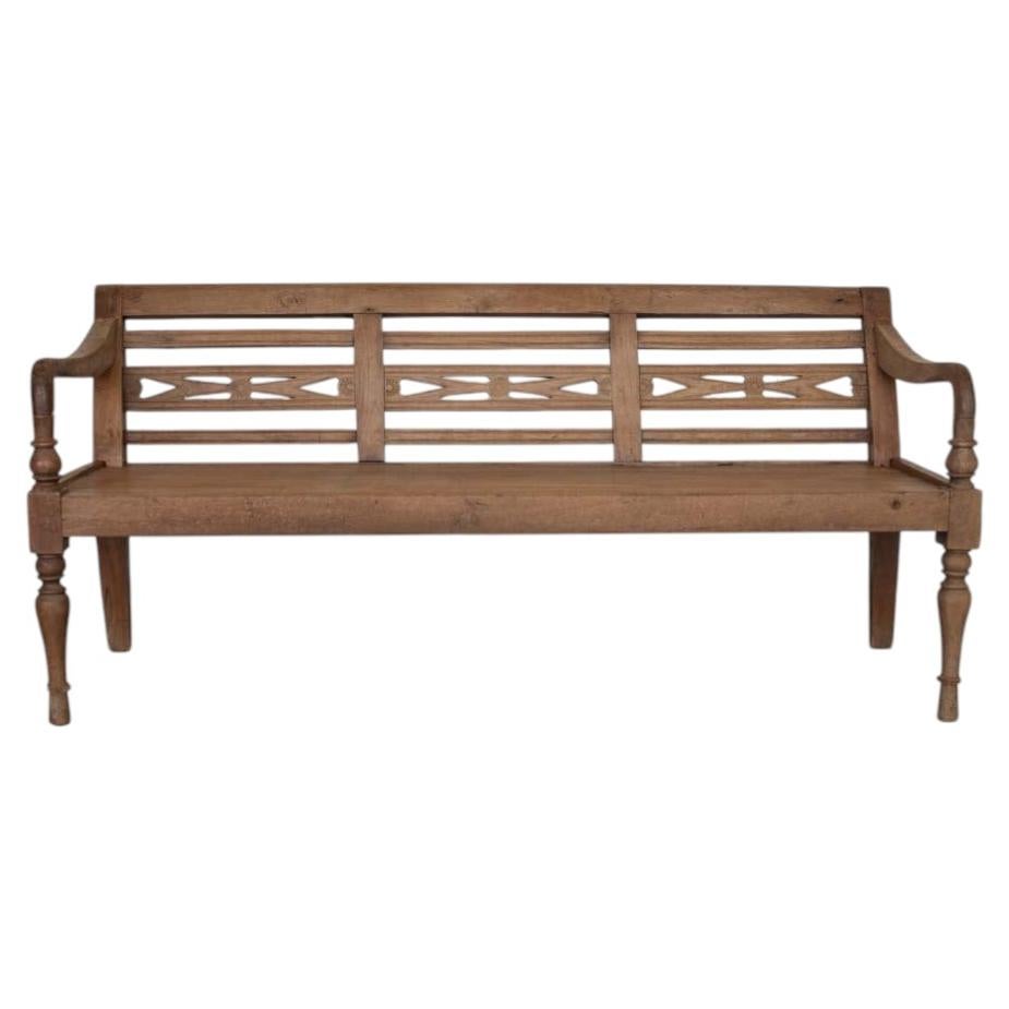Provincial French Carved Wood Bench For Sale