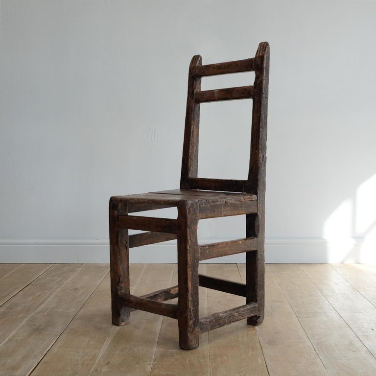 Provincial French Country Chair Oak Original Paint 19th Century